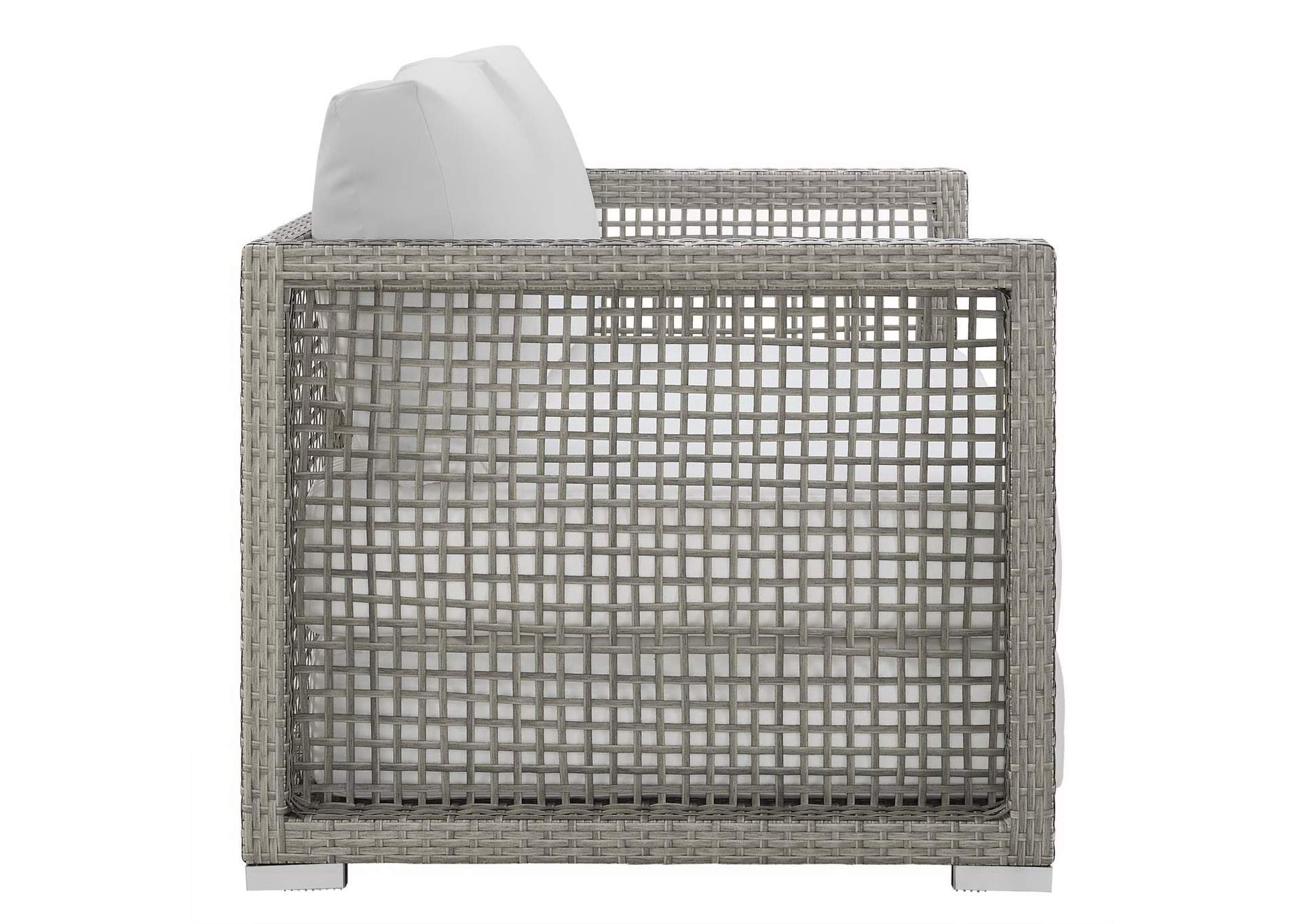 Gray White Aura Outdoor Patio Wicker Rattan Loveseat,Modway