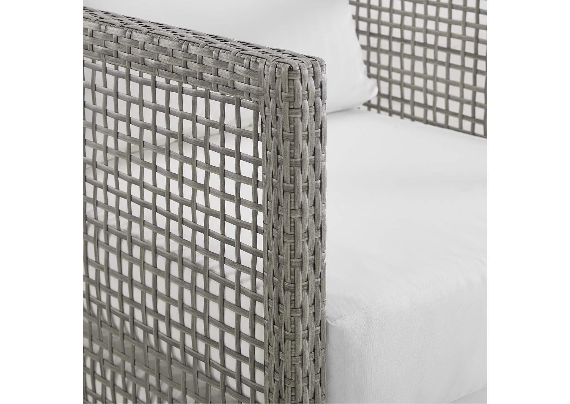 Gray White Aura Outdoor Patio Wicker Rattan Loveseat,Modway