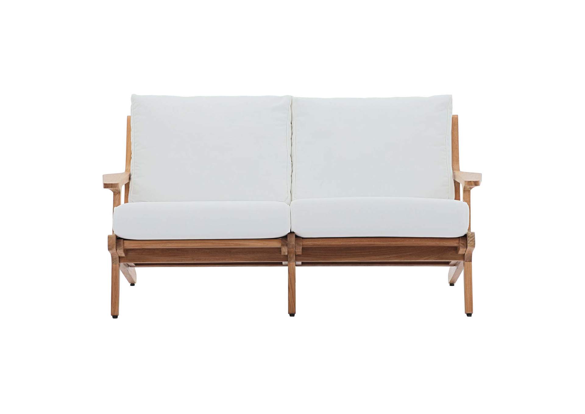 Natural White Saratoga Outdoor Patio Teak Loveseat,Modway
