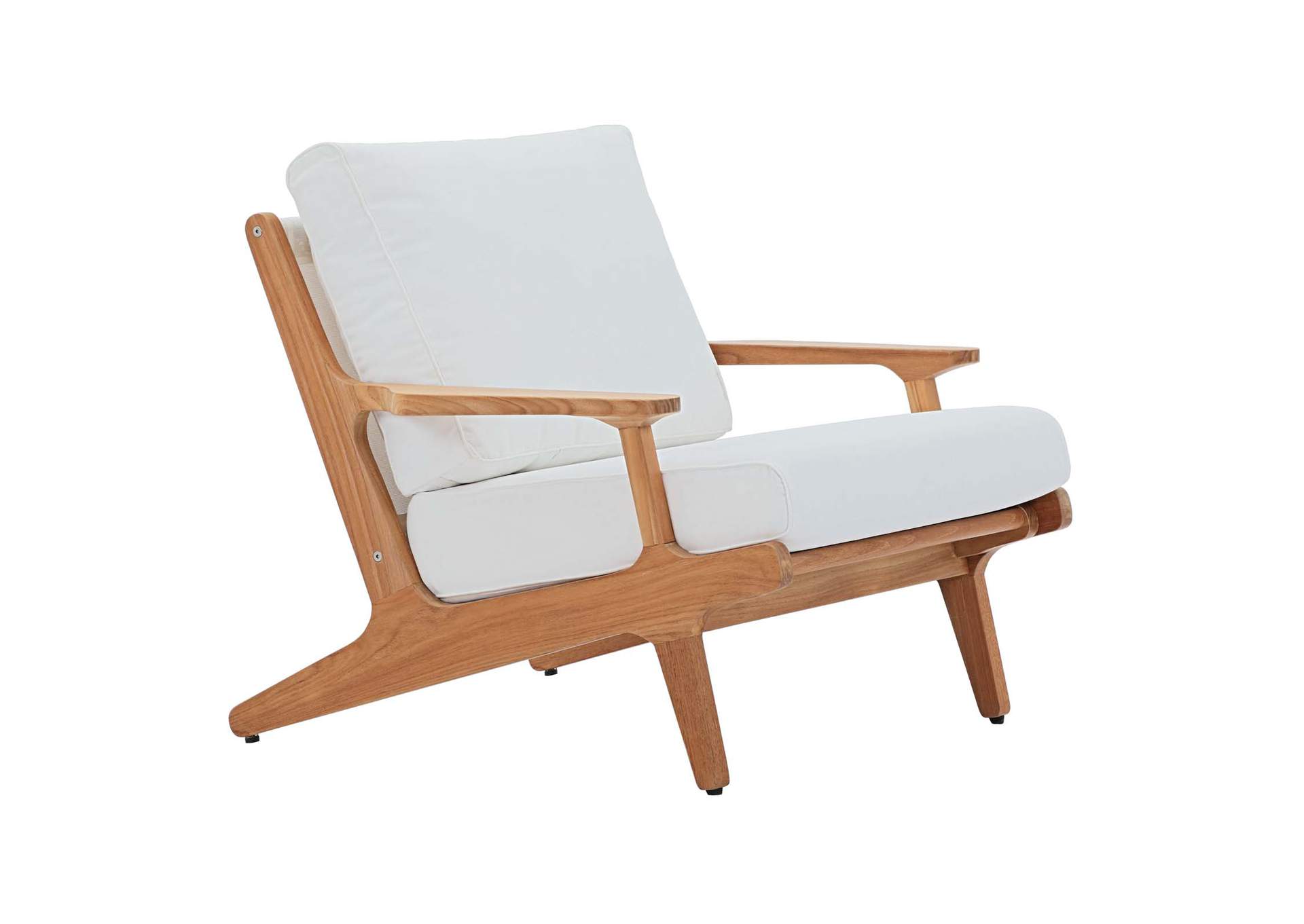 Natural White Saratoga Outdoor Patio Teak Armchair,Modway