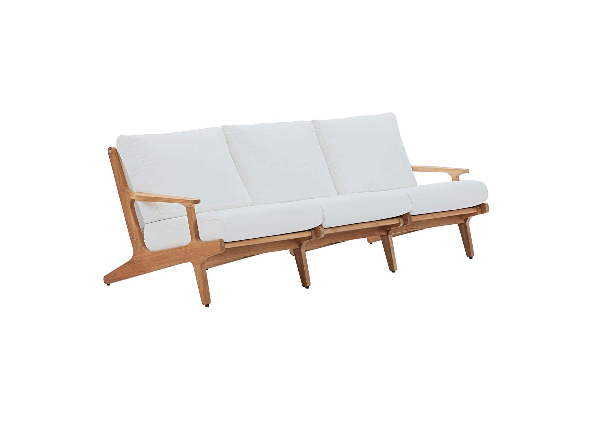 Saratoga Natural White Outdoor Patio Premium Grade A Teak Wood Sofa,Modway