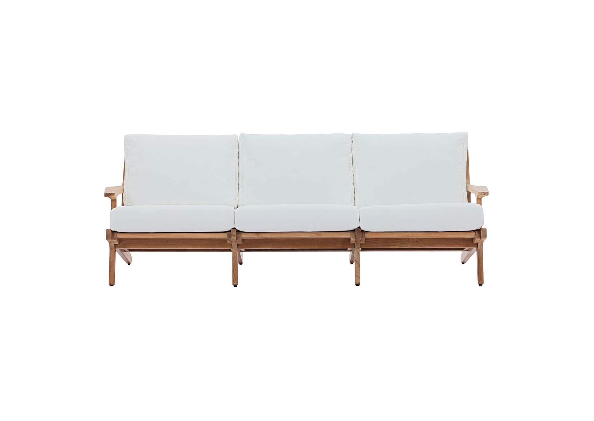 Saratoga Natural White Outdoor Patio Premium Grade A Teak Wood Sofa,Modway