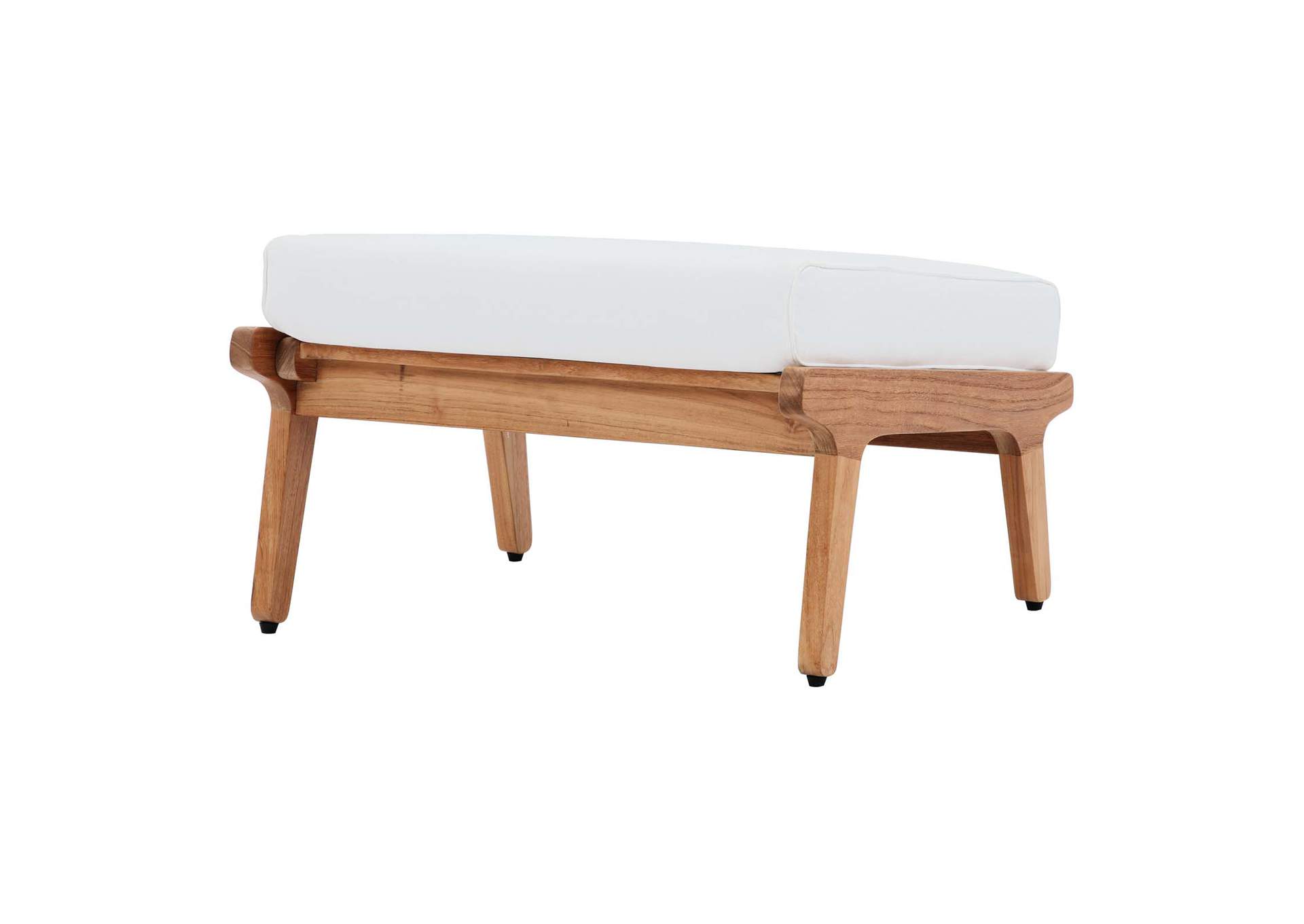 Natural White Saratoga Outdoor Patio Teak Ottoman,Modway