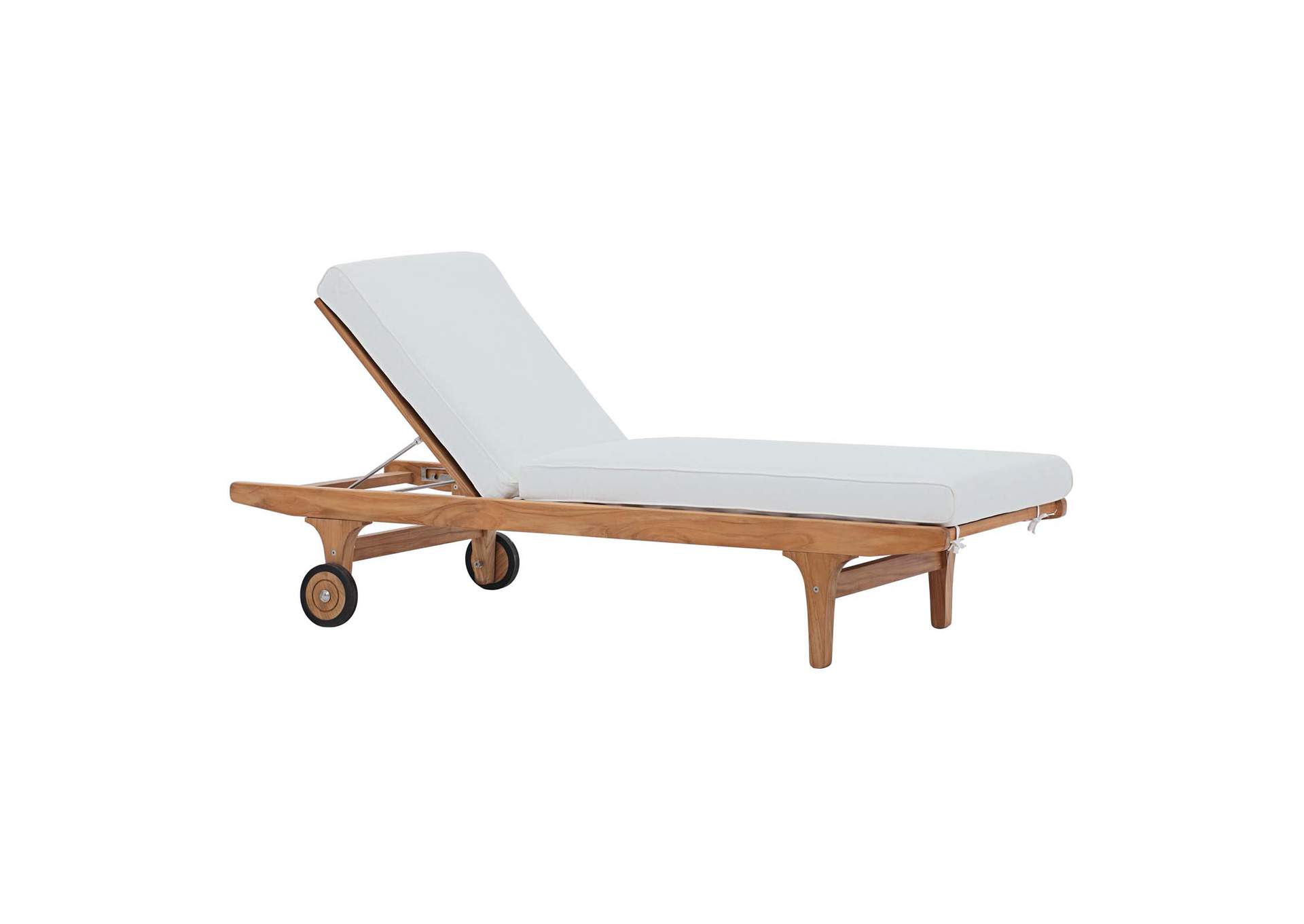 Natural White Saratoga Outdoor Patio Teak Chaise Lounge,Modway