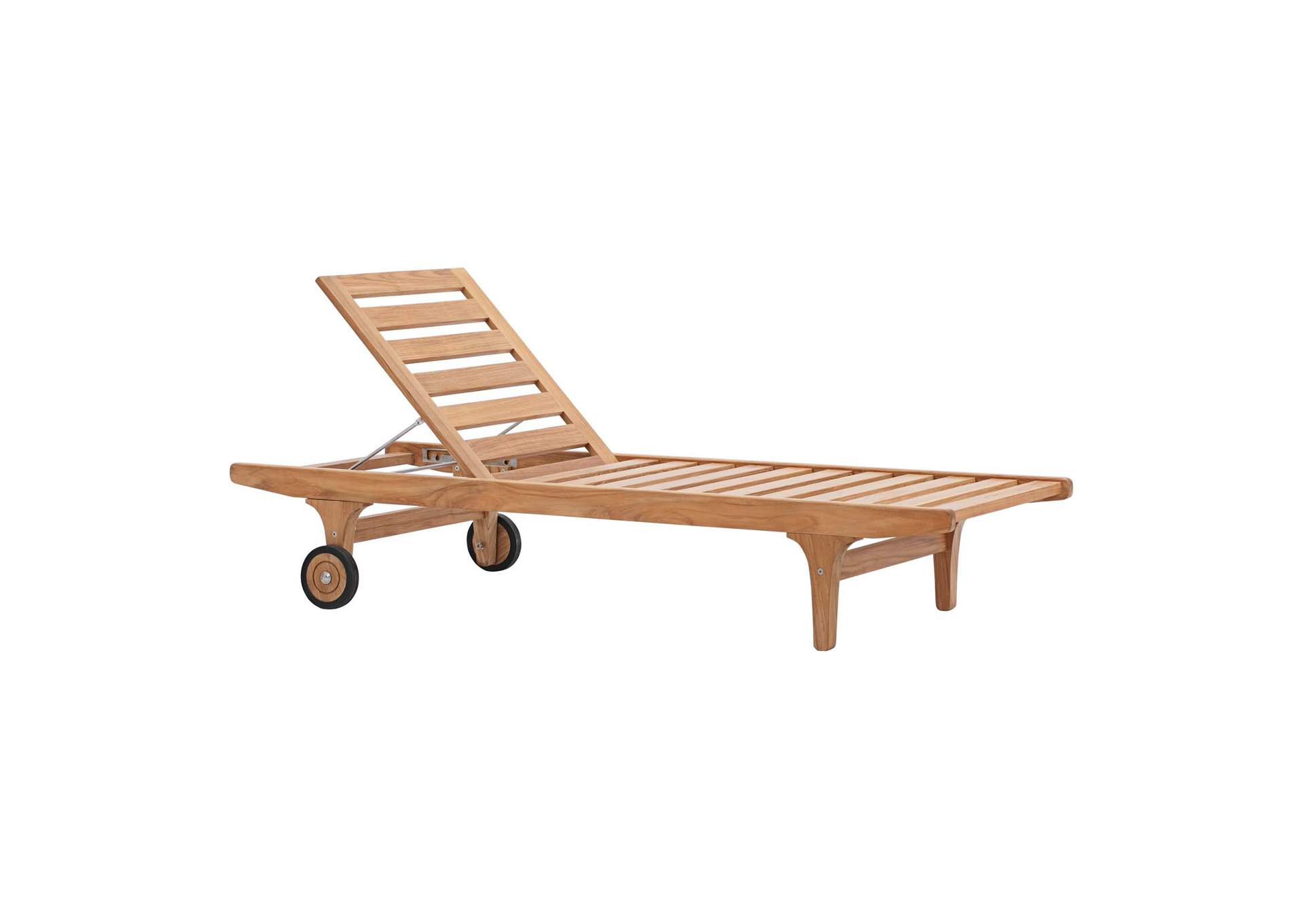 Natural White Saratoga Outdoor Patio Teak Chaise Lounge,Modway
