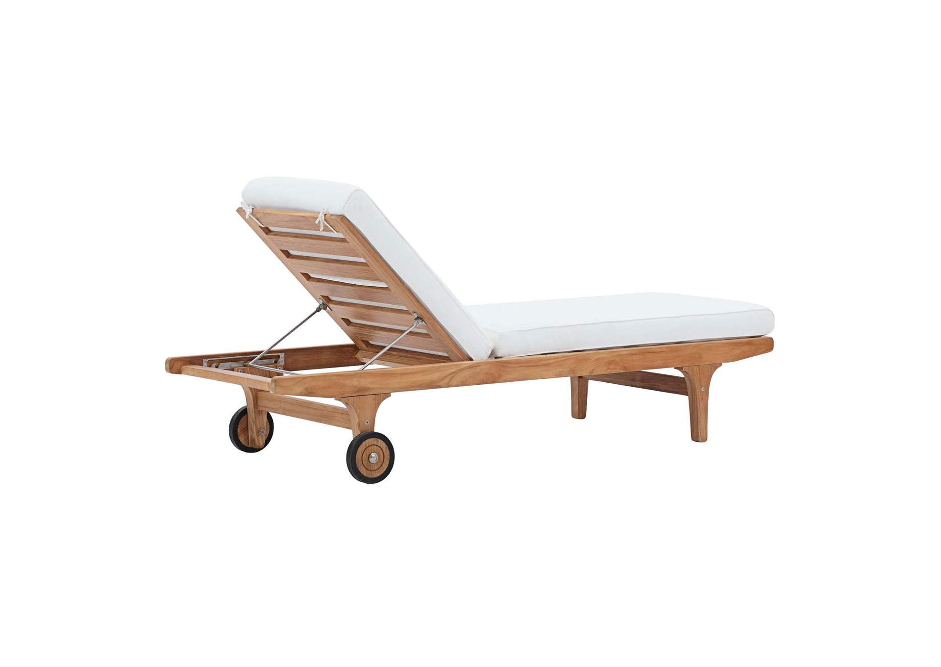 Natural White Saratoga Outdoor Patio Teak Chaise Lounge,Modway