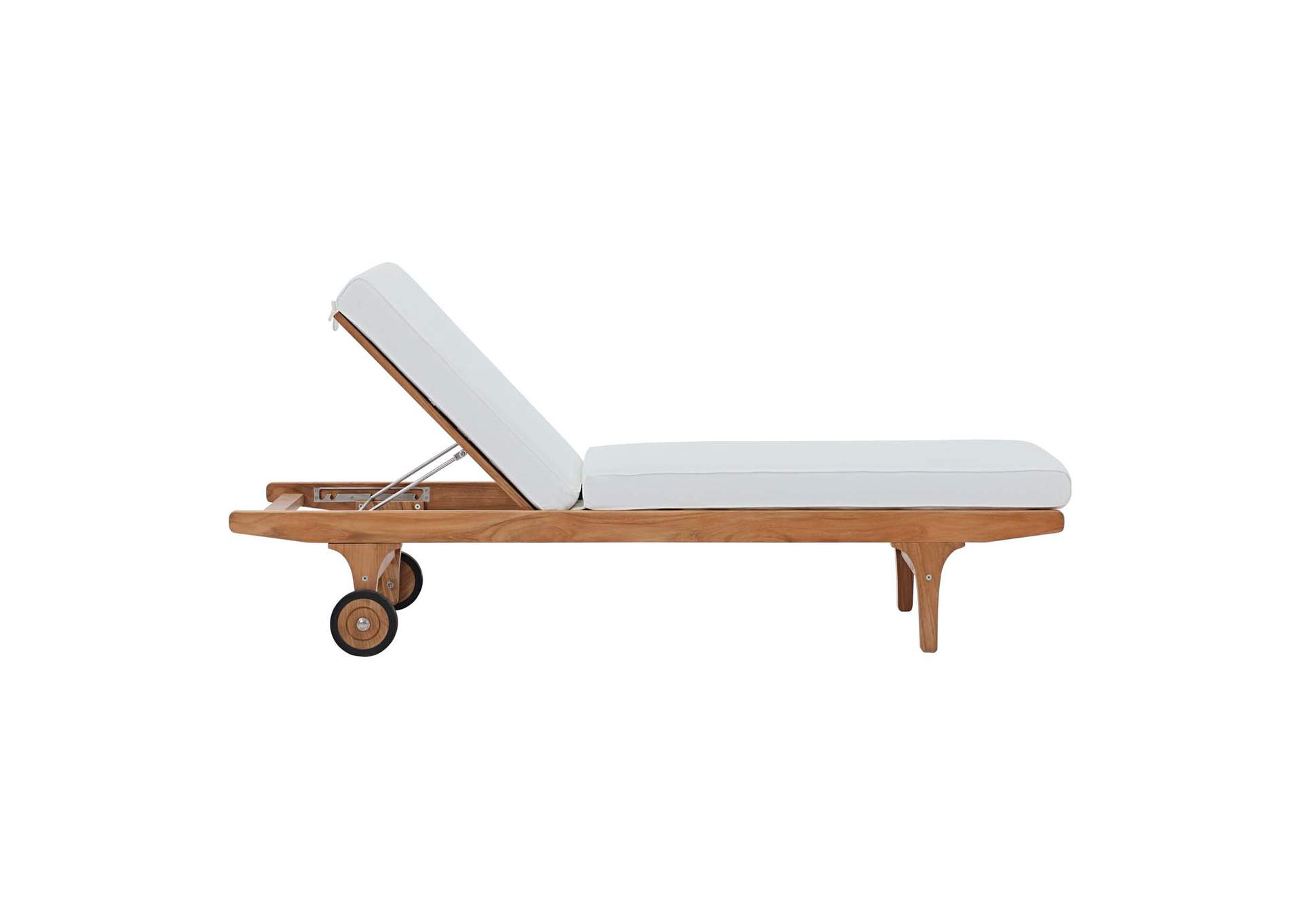 Natural White Saratoga Outdoor Patio Teak Chaise Lounge,Modway
