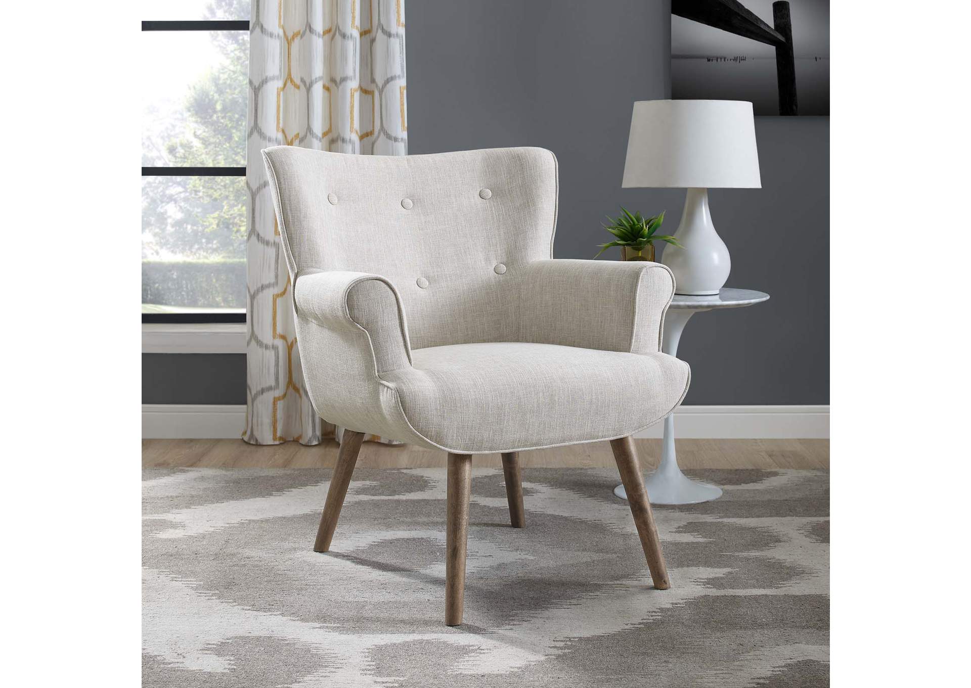 Beige Cloud Upholstered Arm Chair,Modway