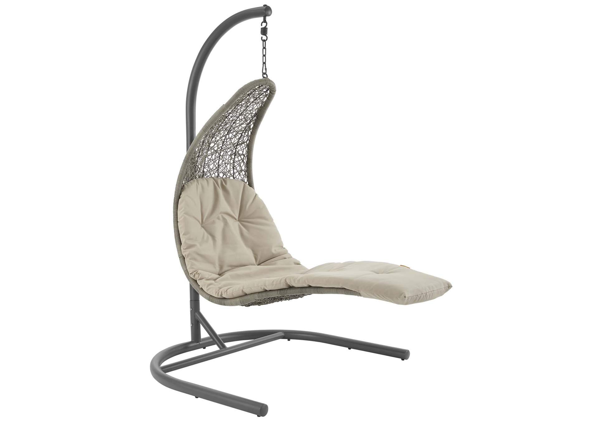 Light Gray Beige Landscape Hanging Chaise Lounge Outdoor Patio Swing Chair,Modway