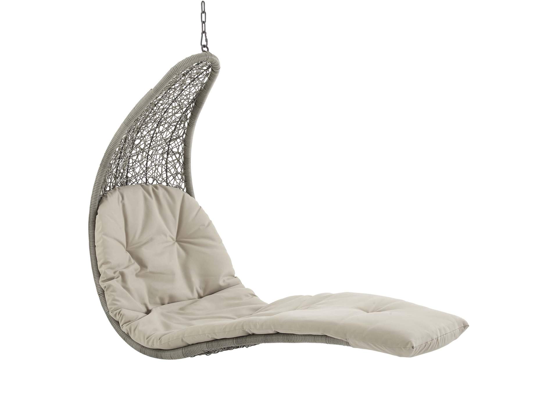 Light Gray Beige Landscape Hanging Chaise Lounge Outdoor Patio Swing Chair,Modway