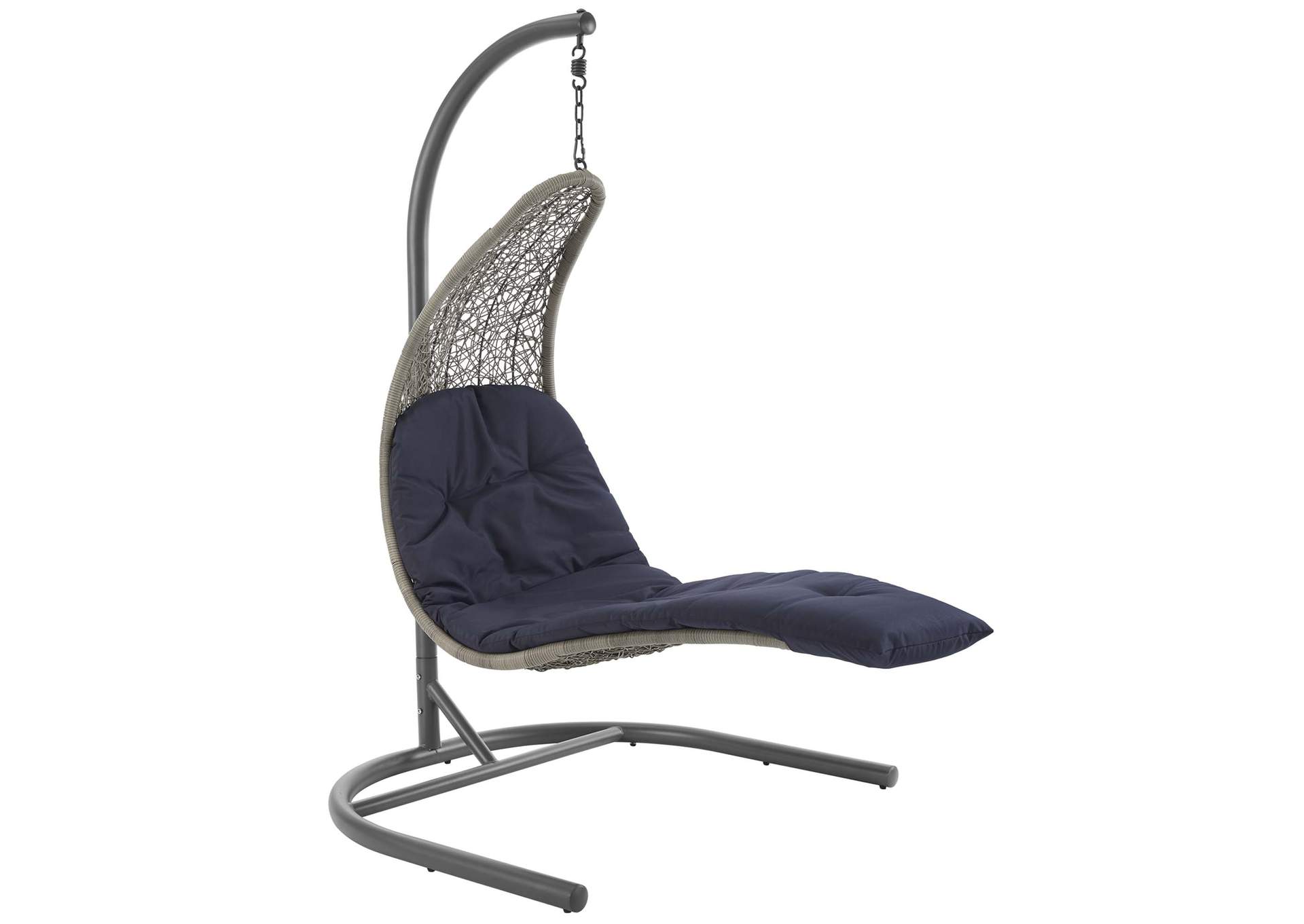 Light Gray Navy Landscape Hanging Chaise Lounge Outdoor Patio Swing Chair,Modway