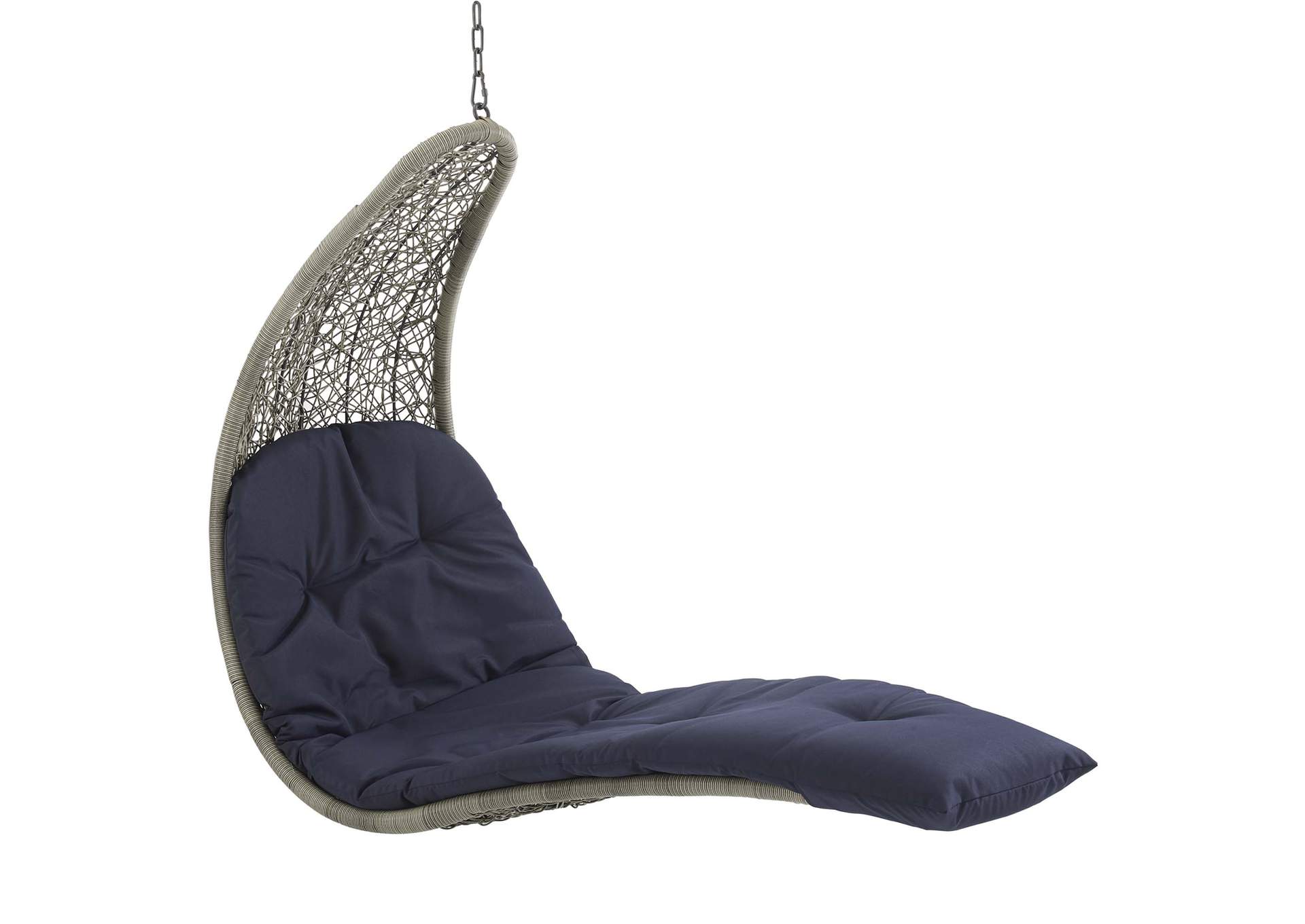 Light Gray Navy Landscape Hanging Chaise Lounge Outdoor Patio Swing Chair,Modway