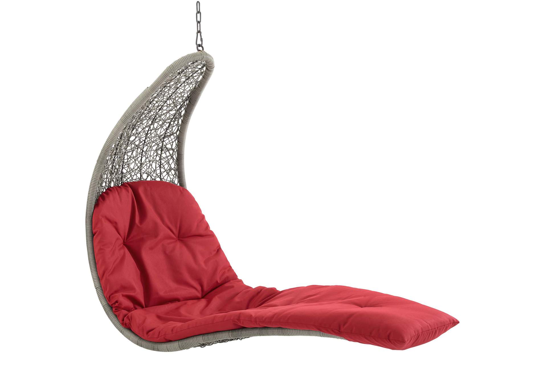 Light Gray Red Landscape Hanging Chaise Lounge Outdoor Patio Swing Chair,Modway