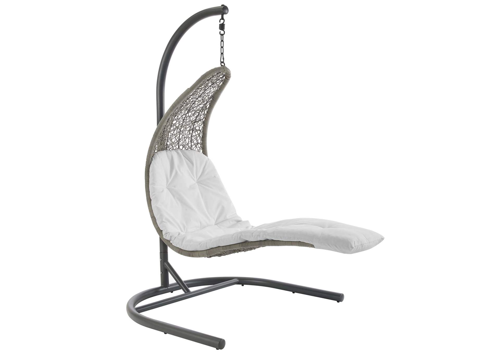 Light Gray White Landscape Hanging Chaise Lounge Outdoor Patio Swing Chair,Modway