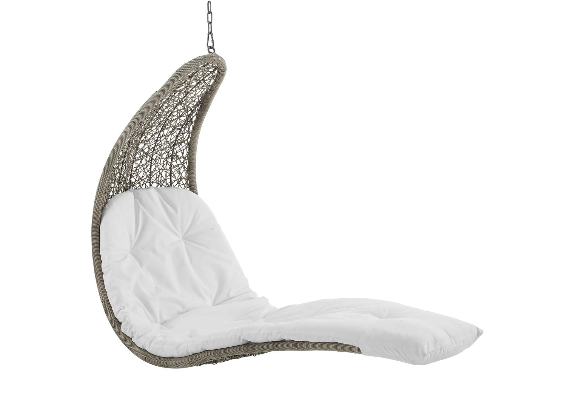Light Gray White Landscape Hanging Chaise Lounge Outdoor Patio Swing Chair,Modway