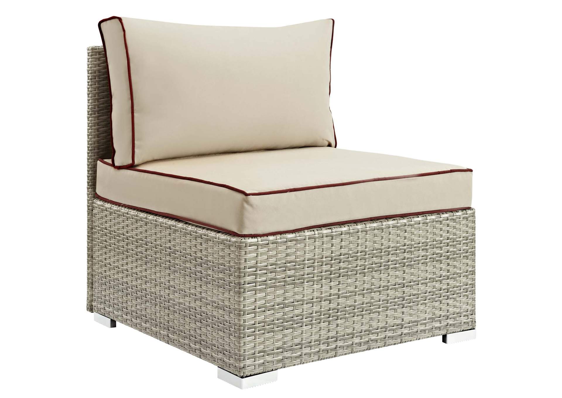 Repose Light Gray Beige Outdoor Patio Armless Chair,Modway