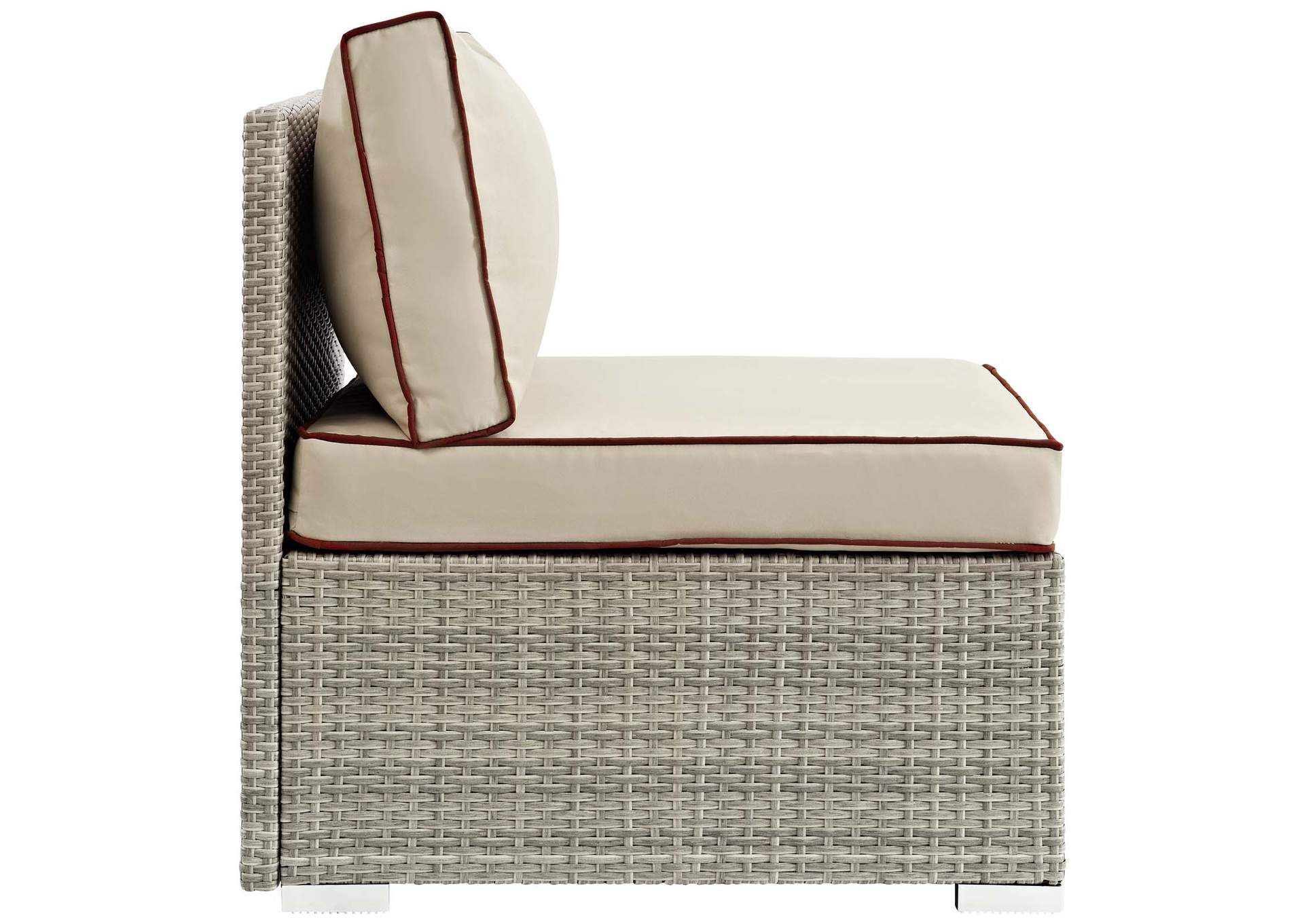 Repose Light Gray Beige Outdoor Patio Armless Chair,Modway