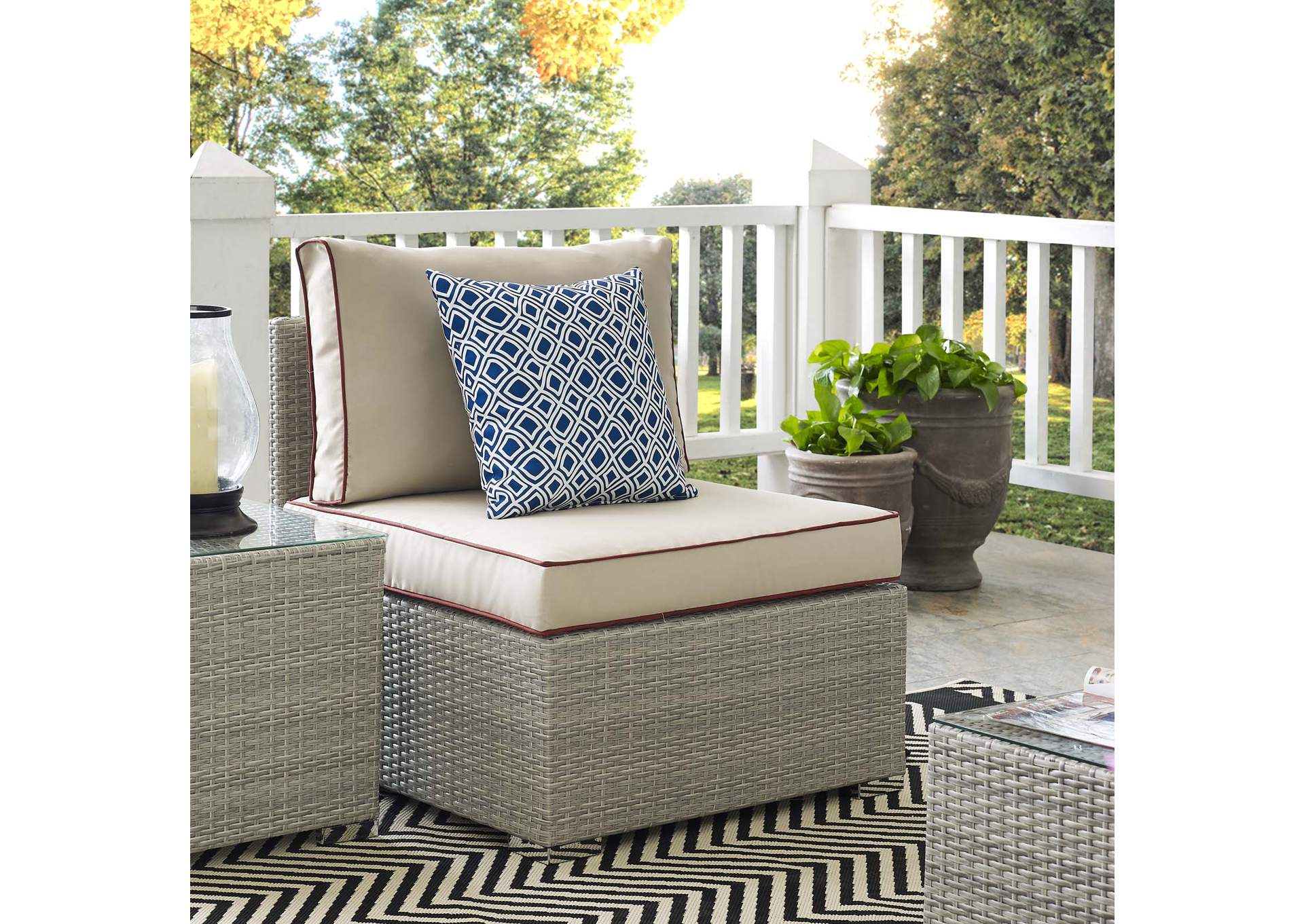 Repose Light Gray Beige Outdoor Patio Armless Chair,Modway