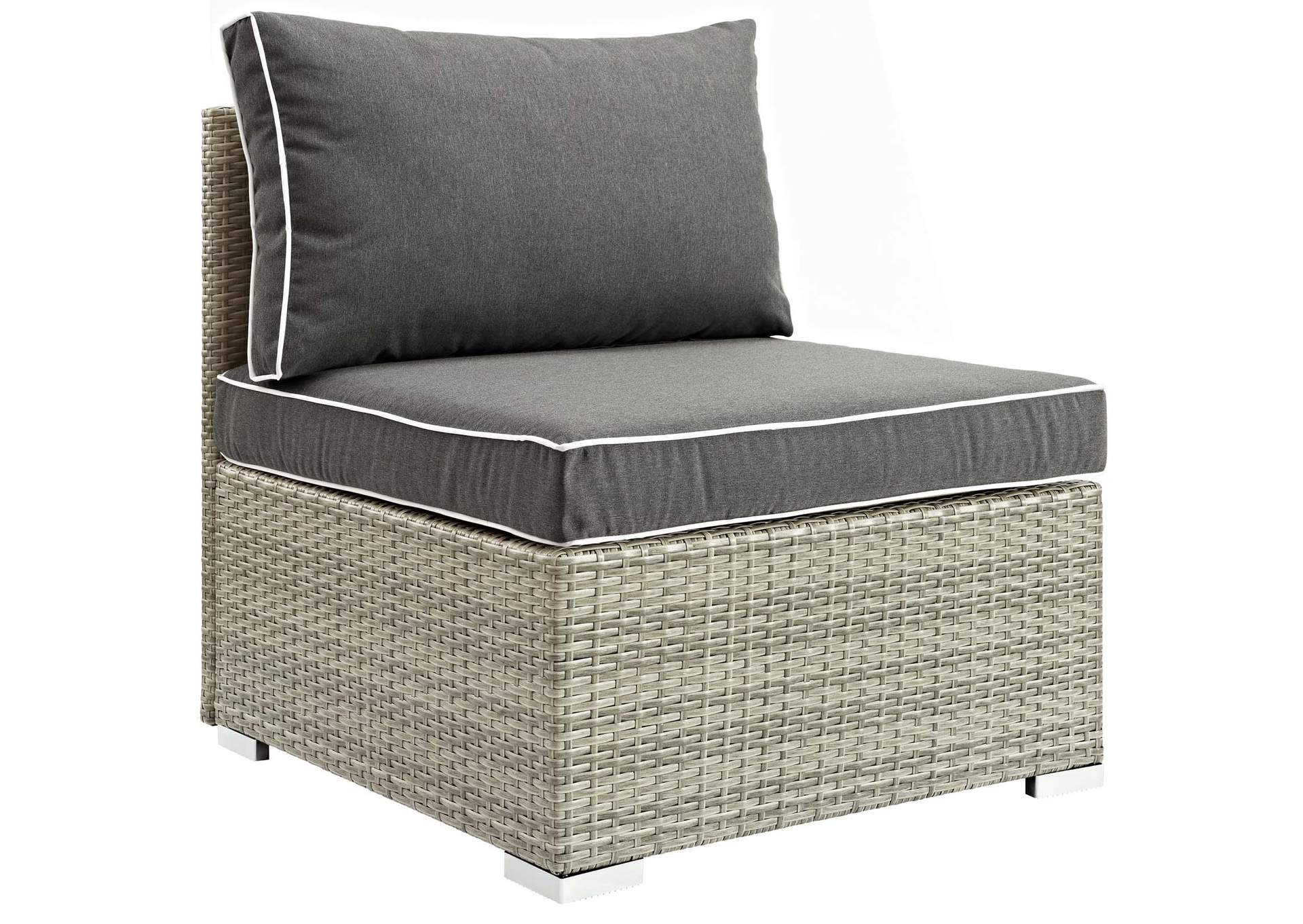 Repose Light Gray Charcoal Outdoor Patio Armless Chair,Modway