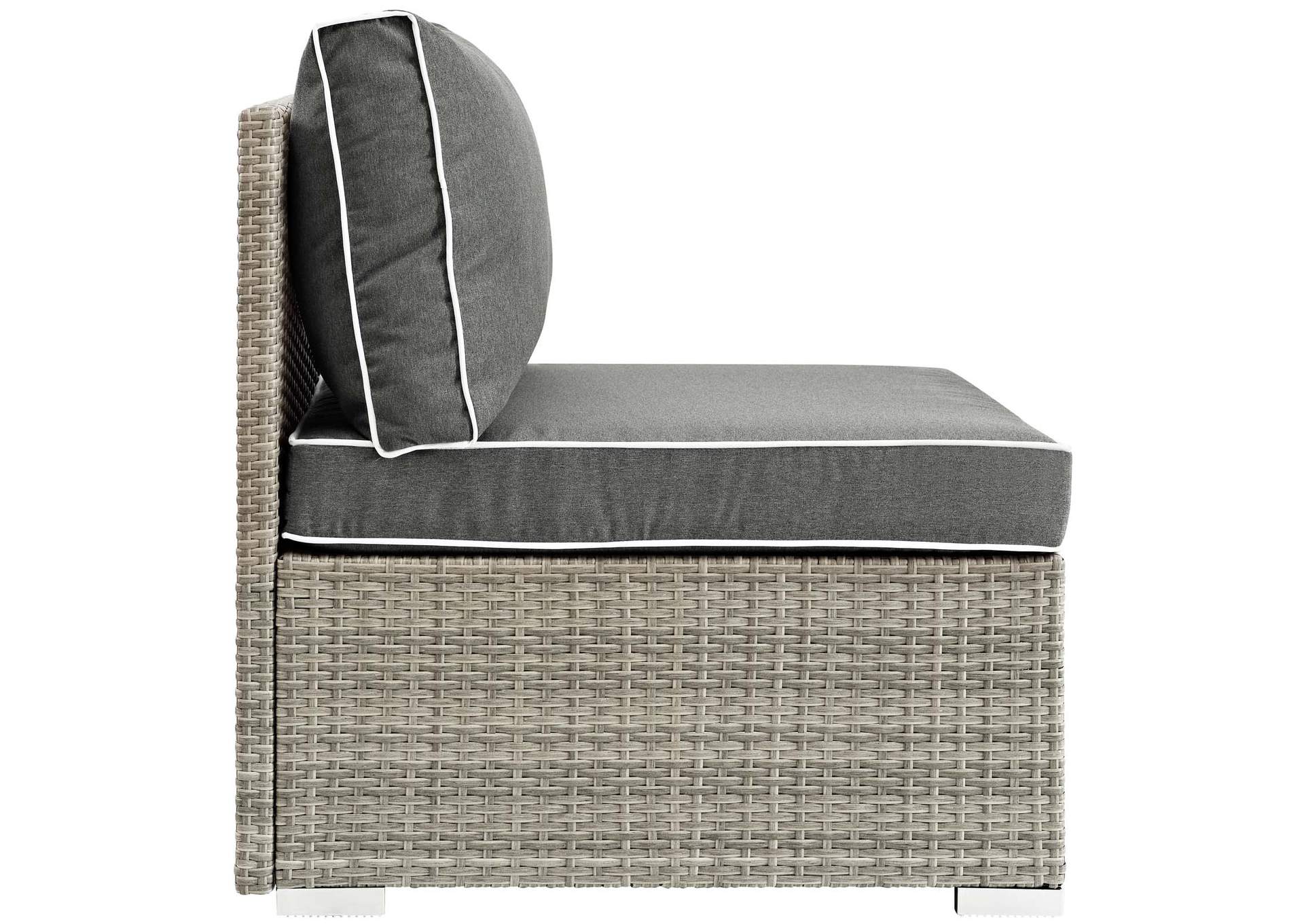 Repose Light Gray Charcoal Outdoor Patio Armless Chair,Modway