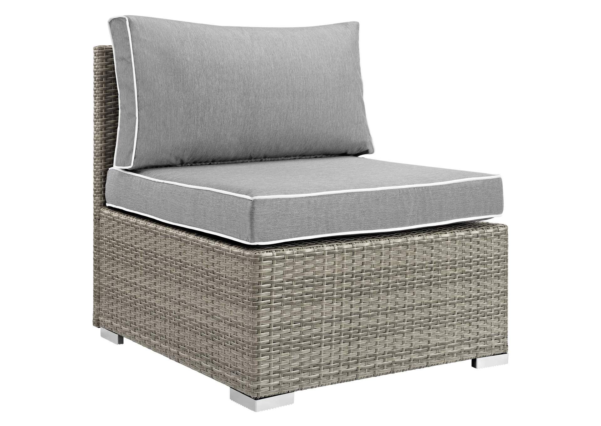 Repose Light Gray Gray Outdoor Patio Armless Chair,Modway