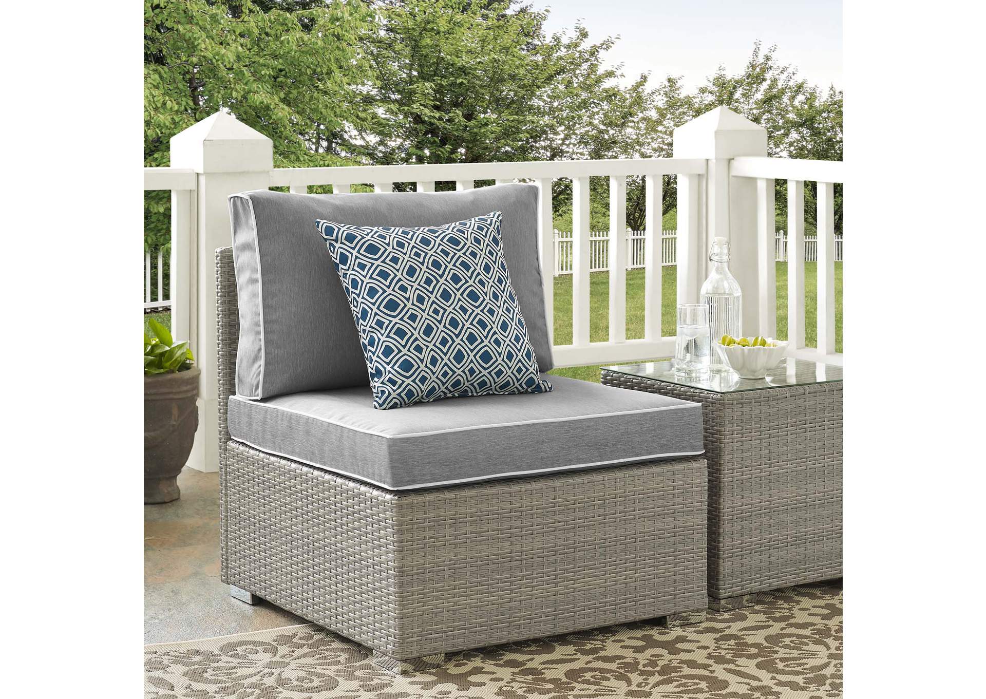 Repose Light Gray Gray Outdoor Patio Armless Chair,Modway