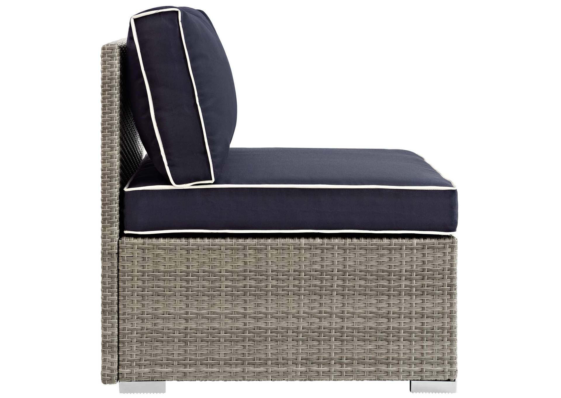 Repose Light Gray Navy Outdoor Patio Armless Chair,Modway