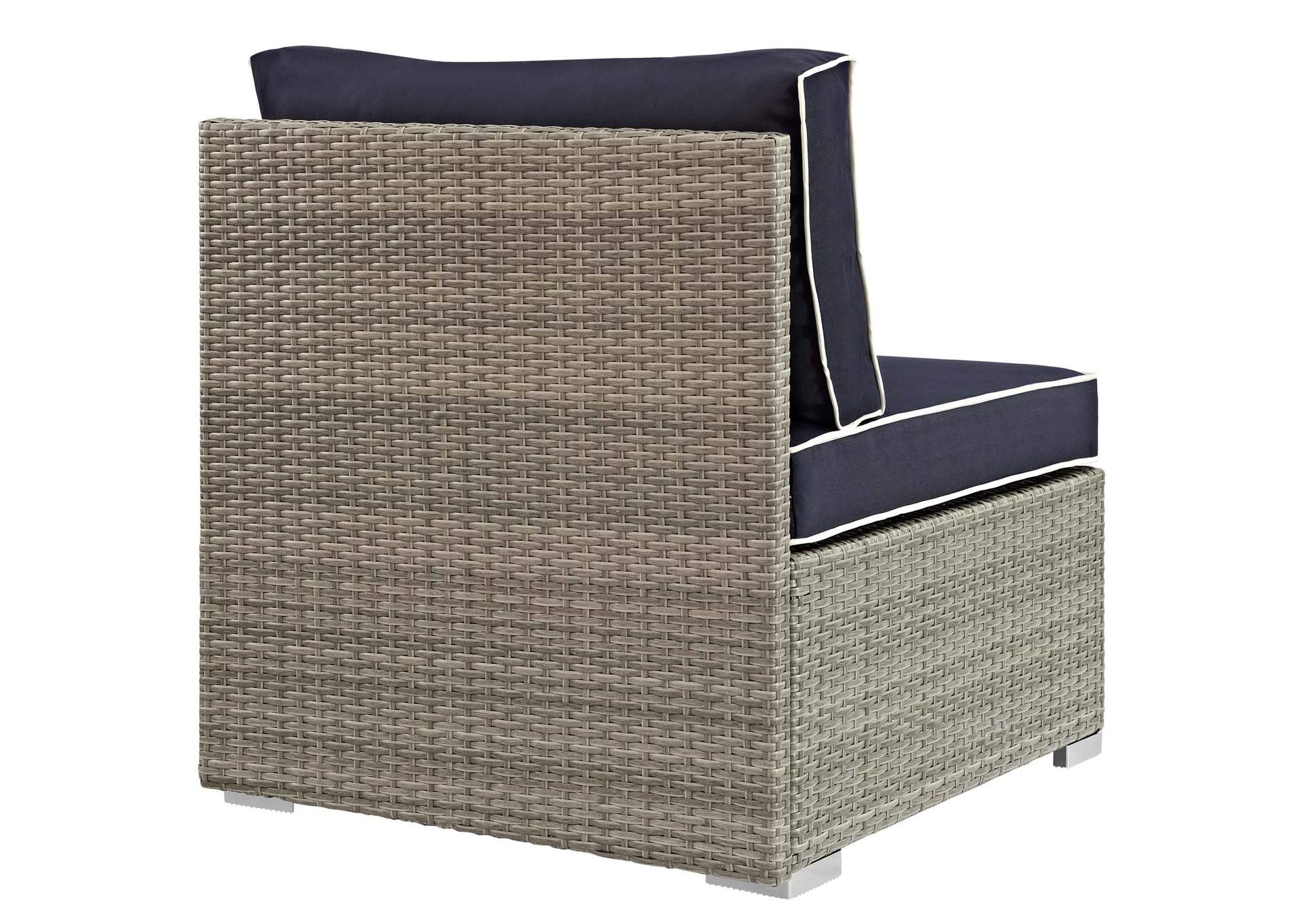 Repose Light Gray Navy Outdoor Patio Armless Chair,Modway