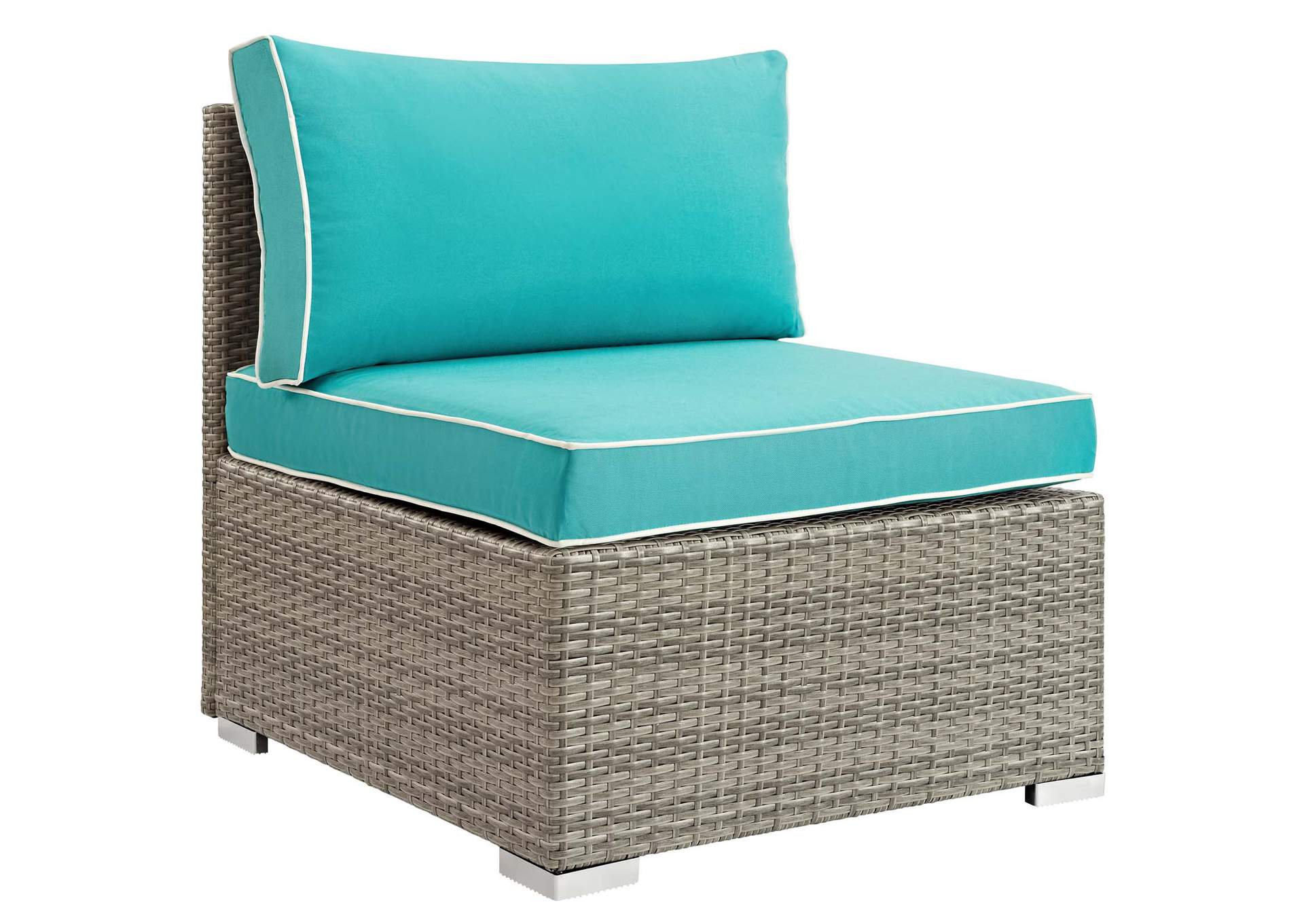 Repose Light Gray Turquoise Outdoor Patio Armless Chair,Modway