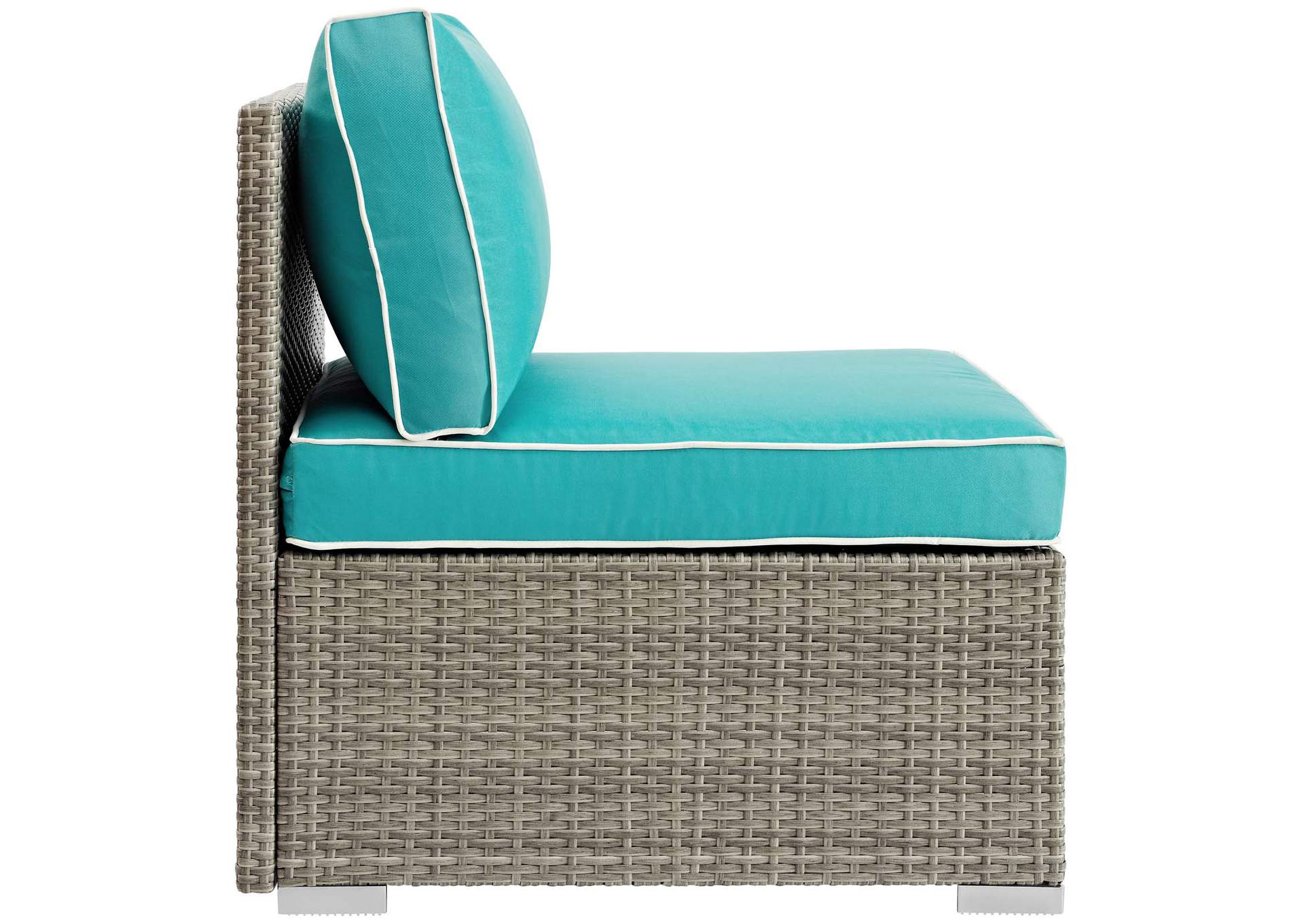 Repose Light Gray Turquoise Outdoor Patio Armless Chair,Modway