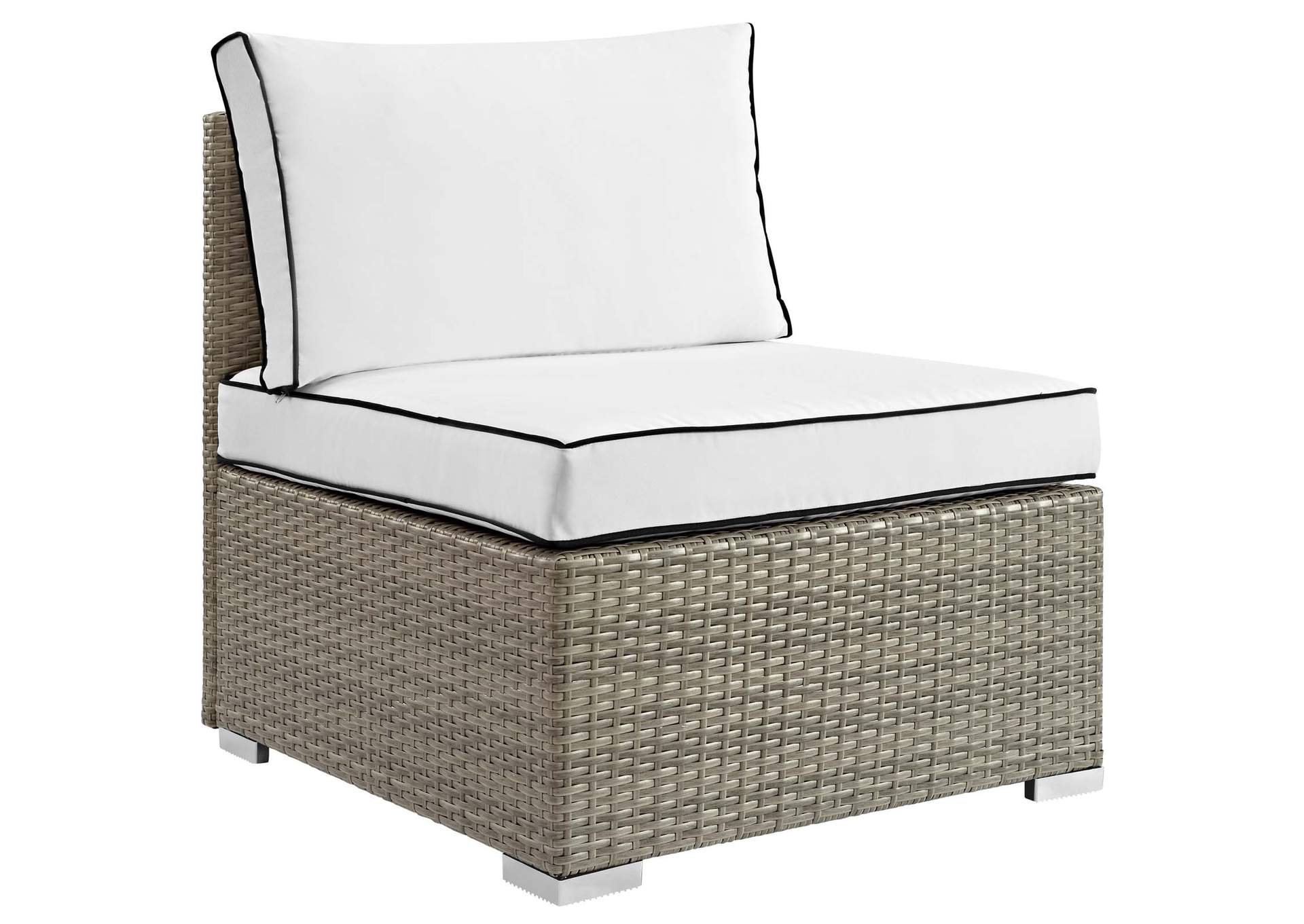 Repose Light Gray White Outdoor Patio Armless Chair,Modway