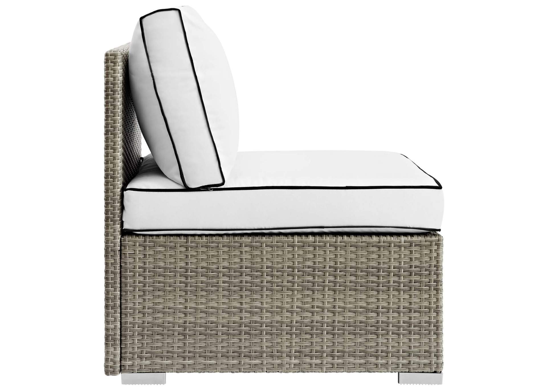 Repose Light Gray White Outdoor Patio Armless Chair,Modway