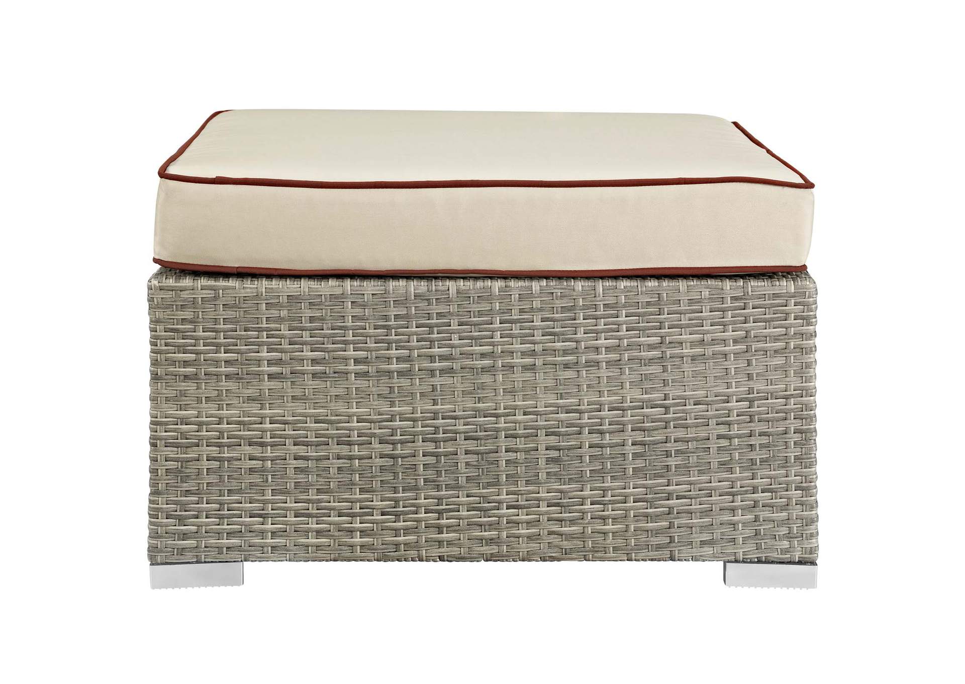 Light Gray Beige Repose Outdoor Patio Upholstered Fabric Ottoman,Modway