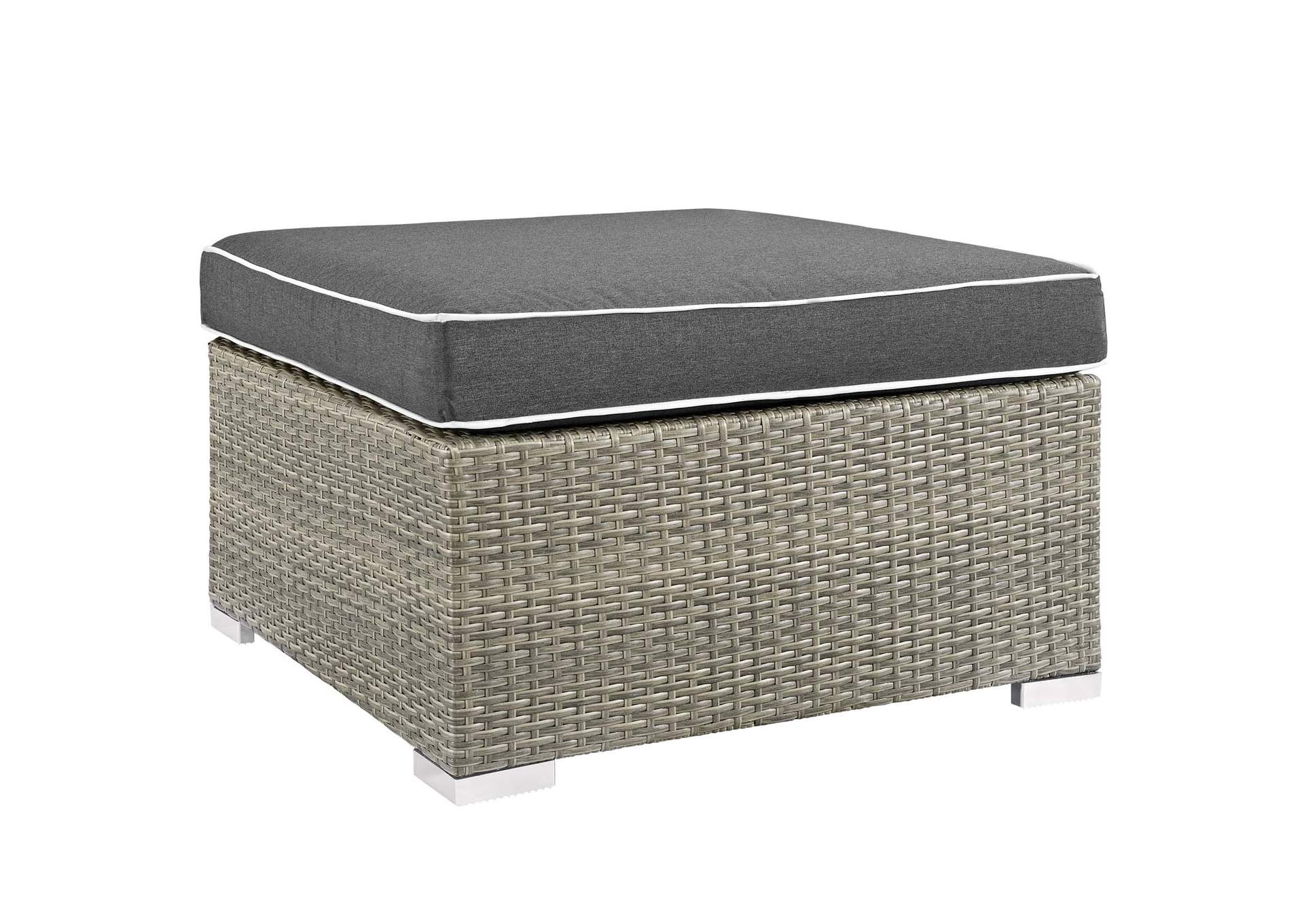 Light Gray Charcoal Repose Outdoor Patio Upholstered Fabric Ottoman,Modway