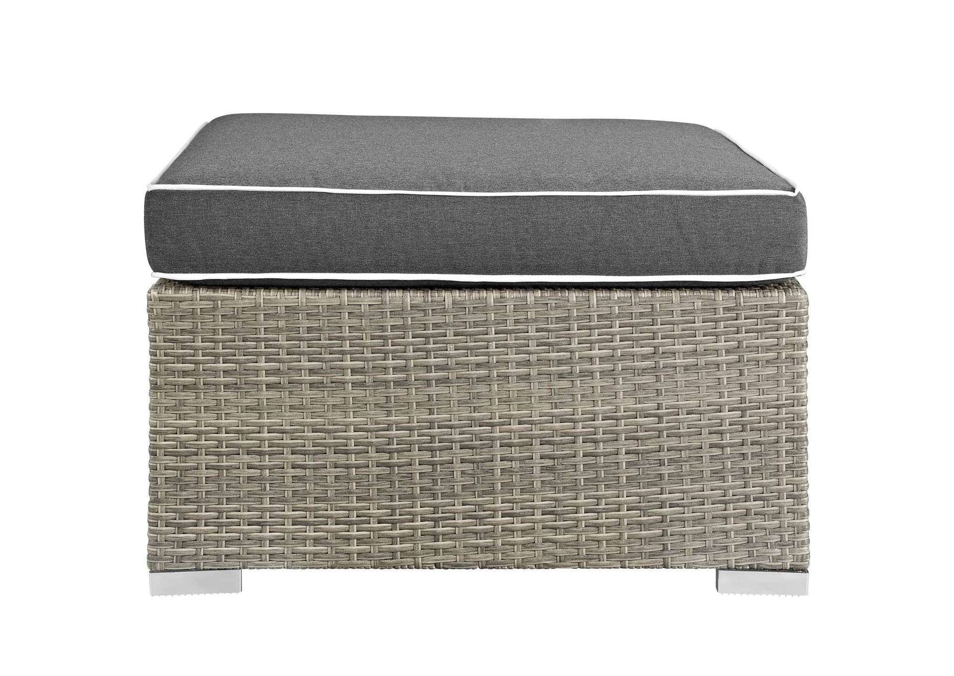 Light Gray Charcoal Repose Outdoor Patio Upholstered Fabric Ottoman,Modway