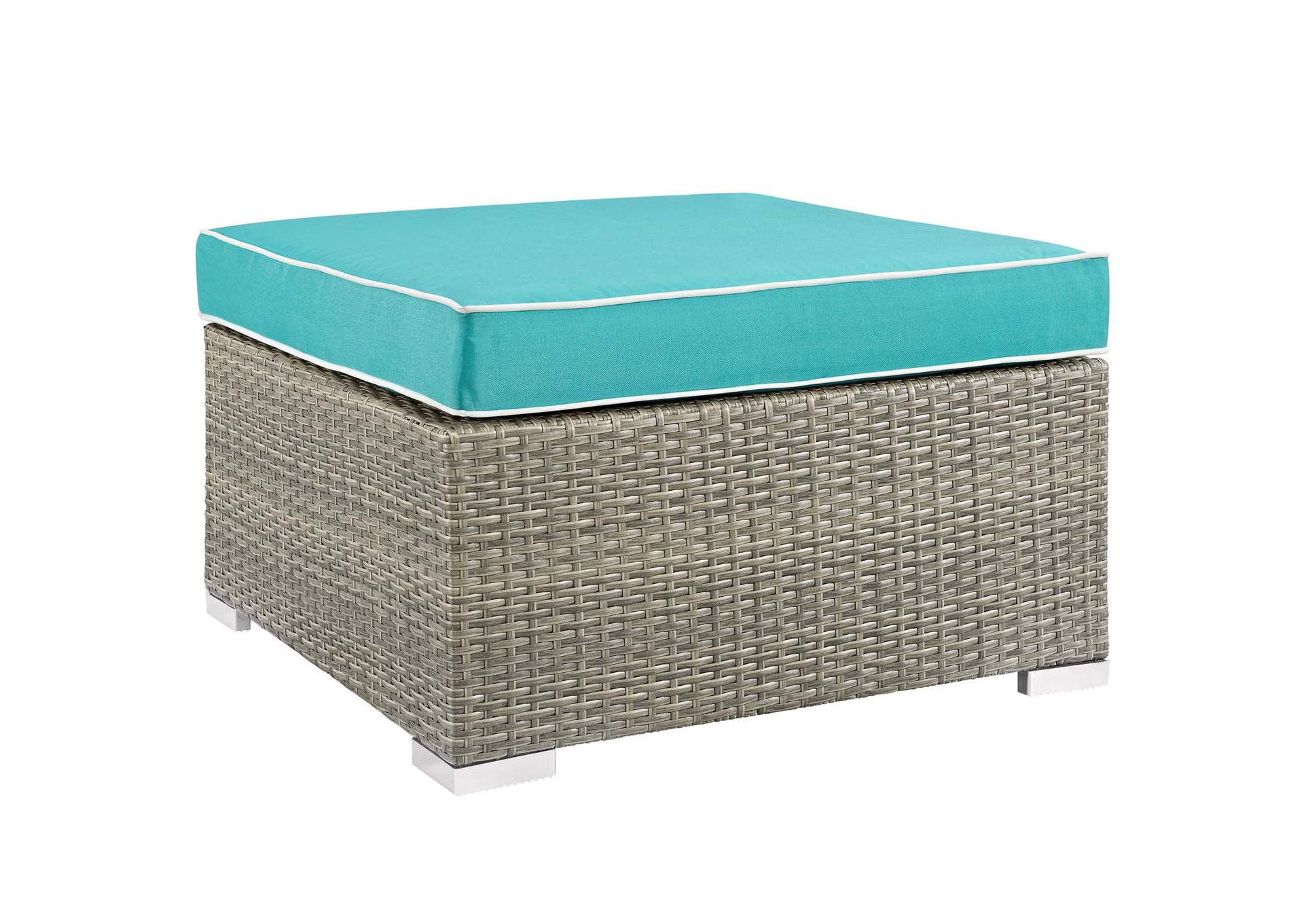 Light Gray Turquoise Repose Outdoor Patio Upholstered Fabric Ottoman,Modway