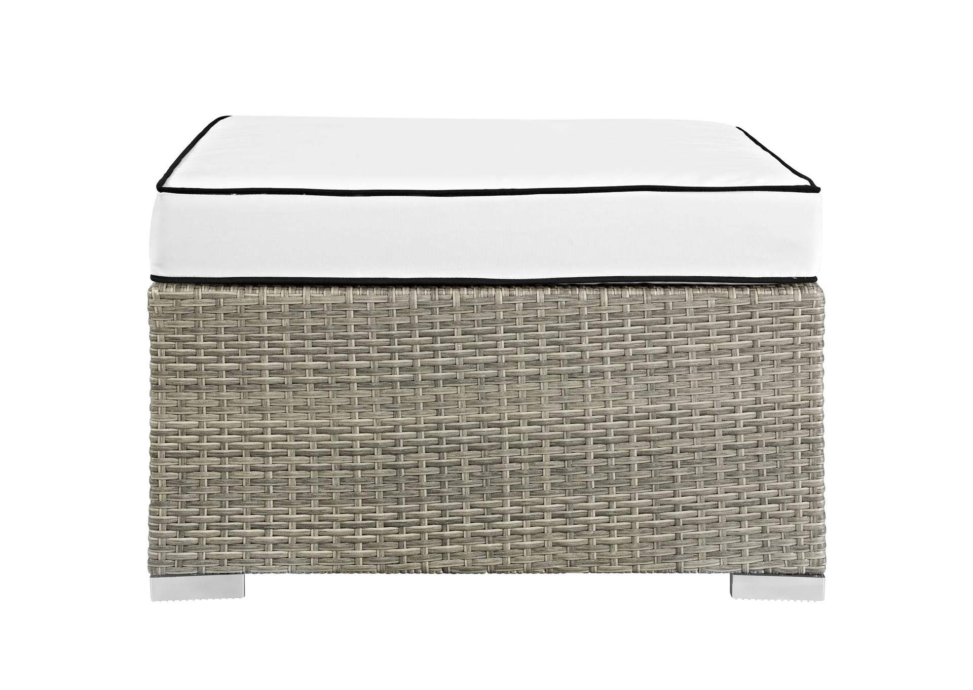 Light Gray White Repose Outdoor Patio Upholstered Fabric Ottoman,Modway