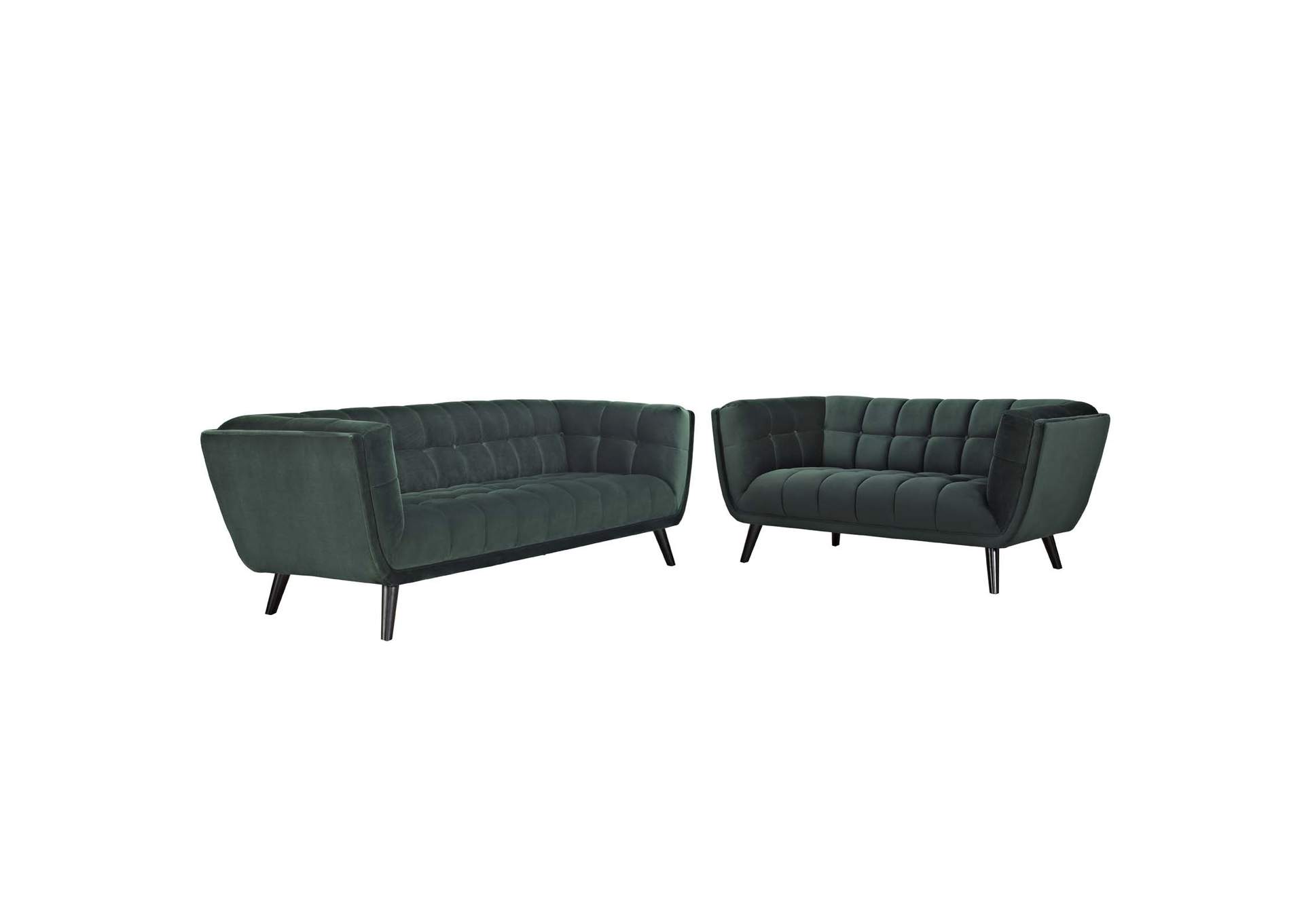 Green Bestow 2 Piece Performance Velvet Sofa and Loveseat Set,Modway
