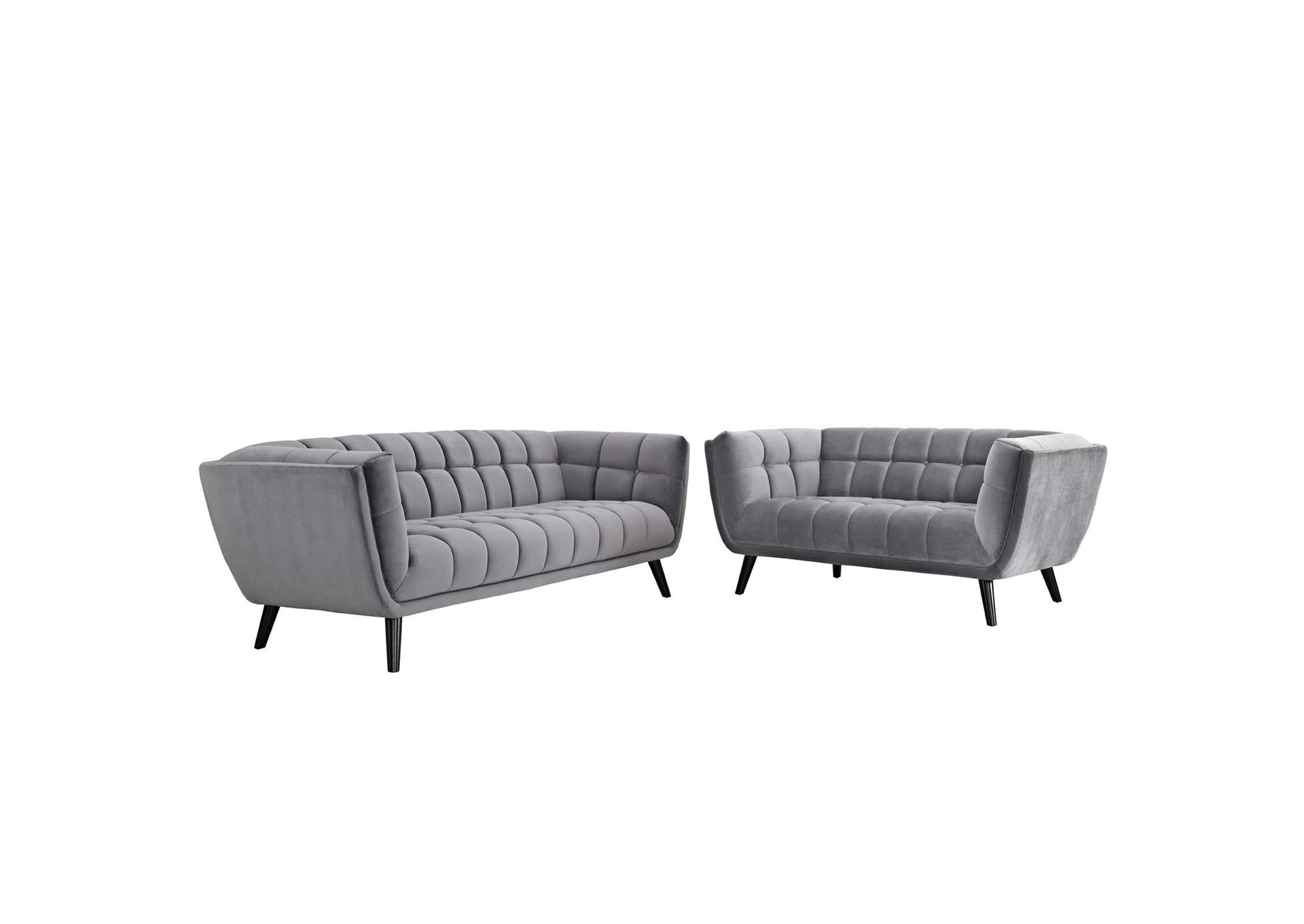 Gray Bestow 2 Piece Performance Velvet Sofa and Loveseat Set,Modway