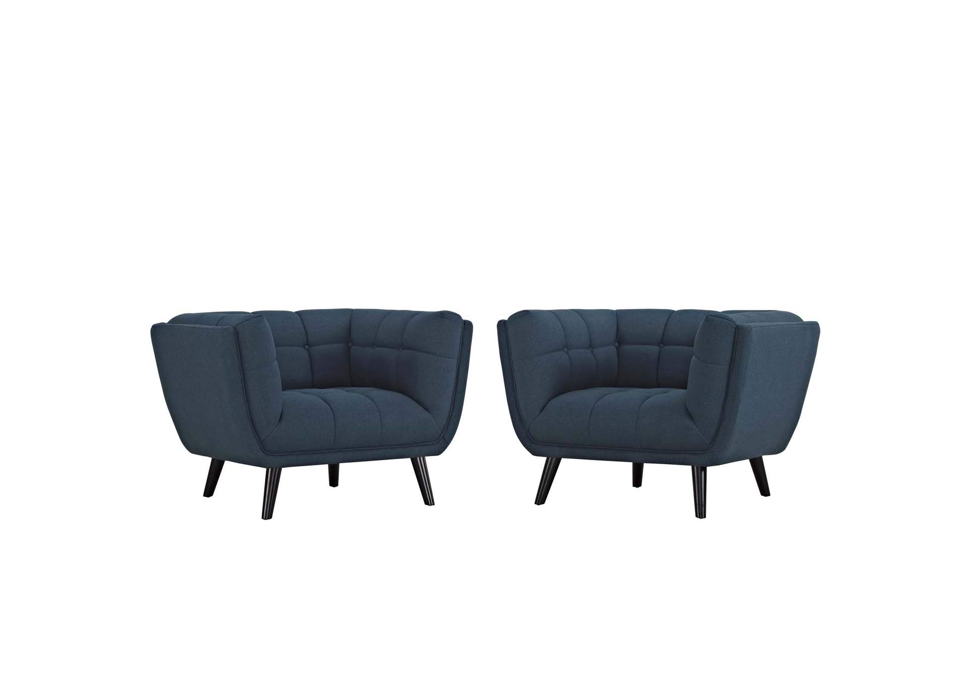 Blue Bestow 2 Piece Upholstered Fabric Arm Chair Set,Modway