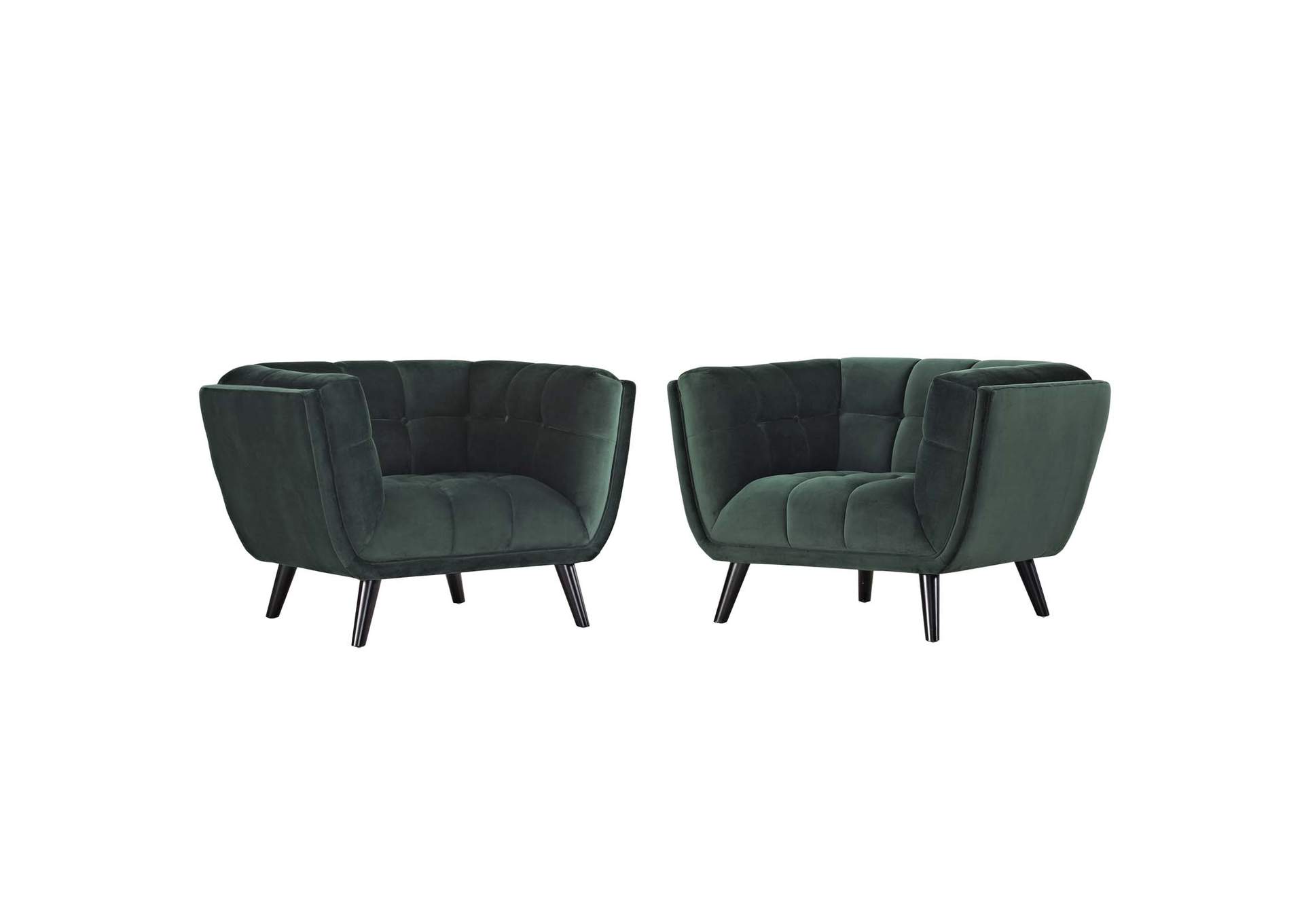 Green Bestow 2 Piece Performance Velvet Arm Chair Set,Modway