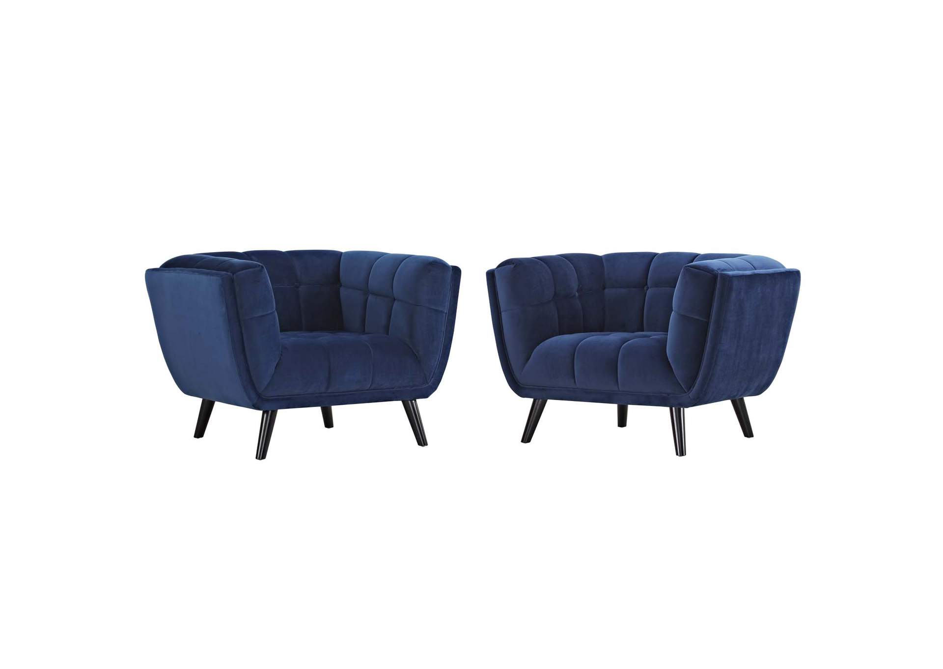 Navy Bestow 2 Piece Performance Velvet Arm Chair Set,Modway