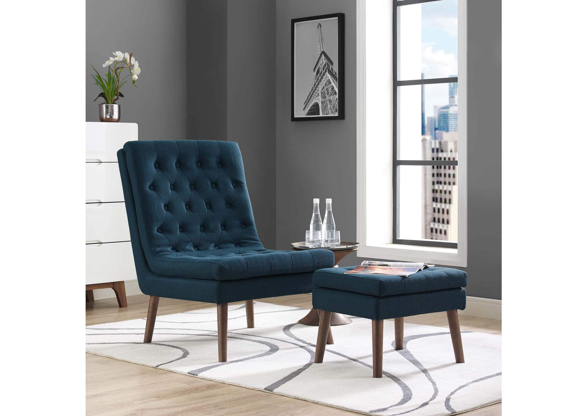 Azure Modify Upholstered Lounge Chair and Ottoman,Modway