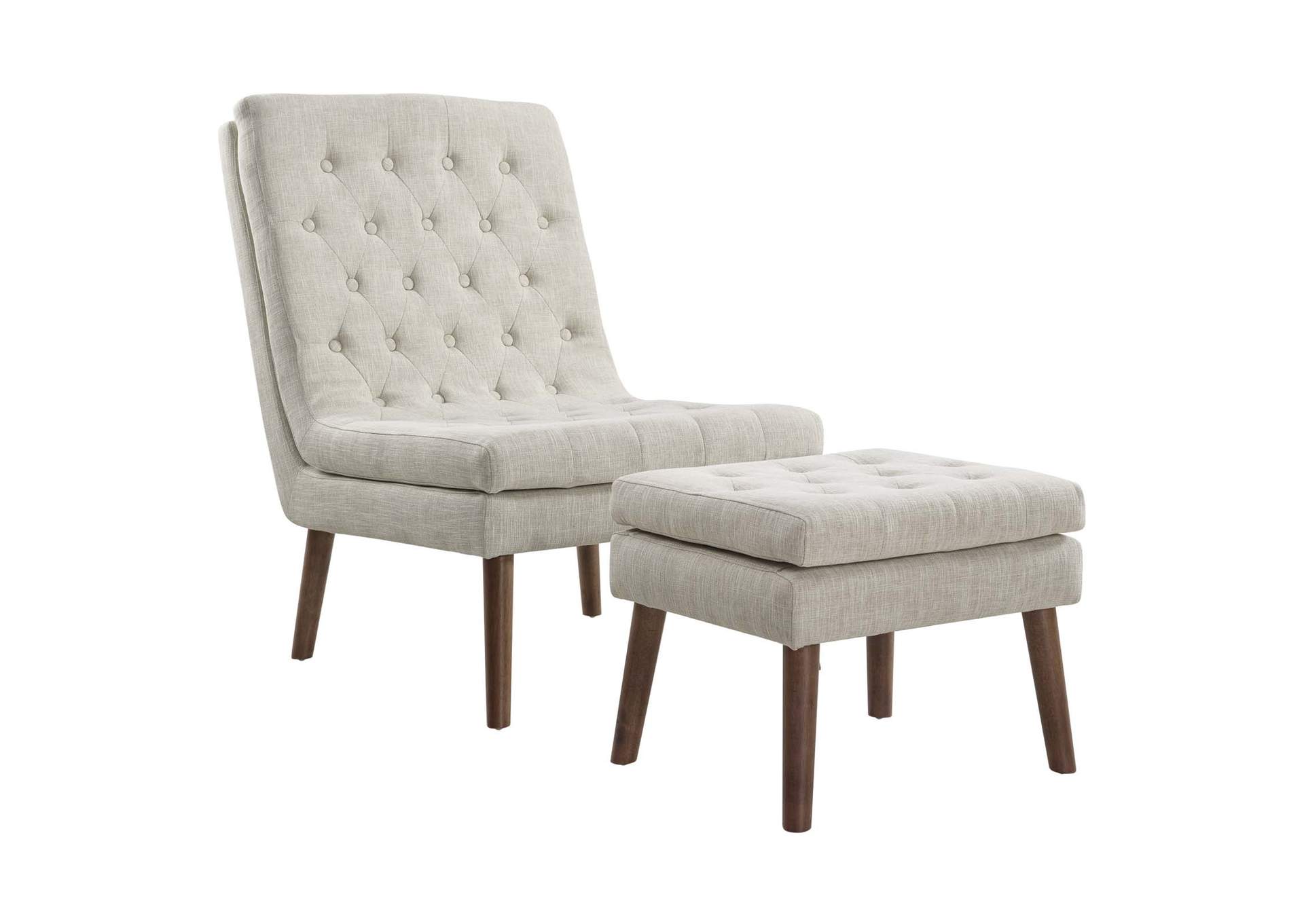Beige Modify Upholstered Lounge Chair and Ottoman,Modway