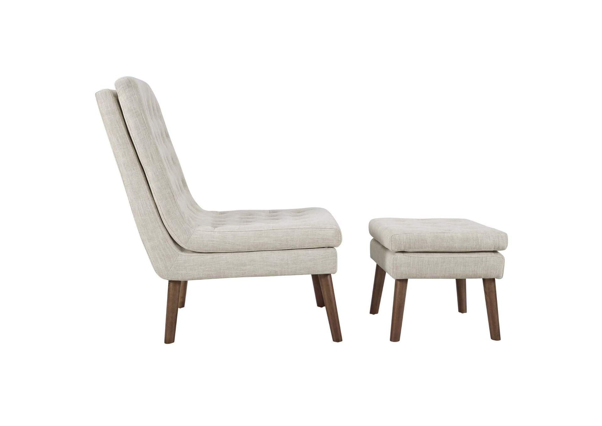 Beige Modify Upholstered Lounge Chair and Ottoman,Modway