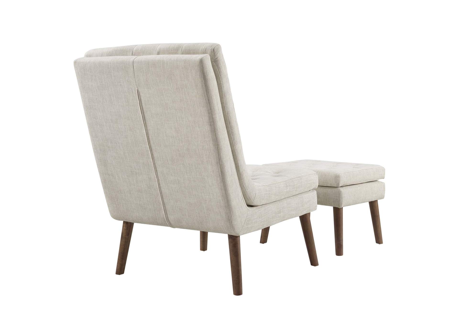 Beige Modify Upholstered Lounge Chair and Ottoman,Modway