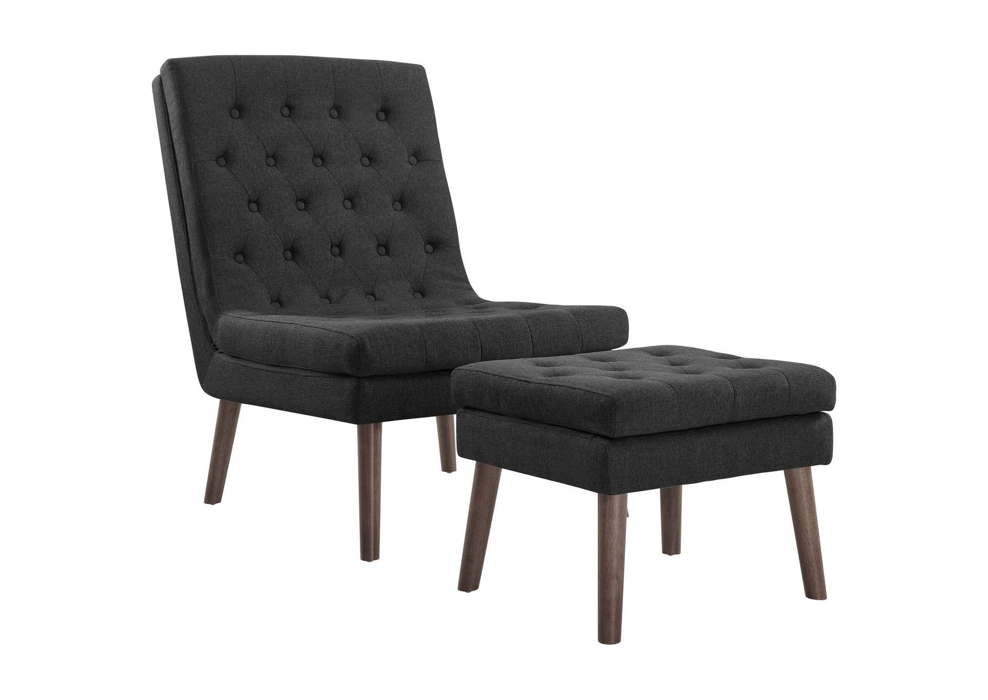 Gray Modify Upholstered Lounge Chair and Ottoman,Modway