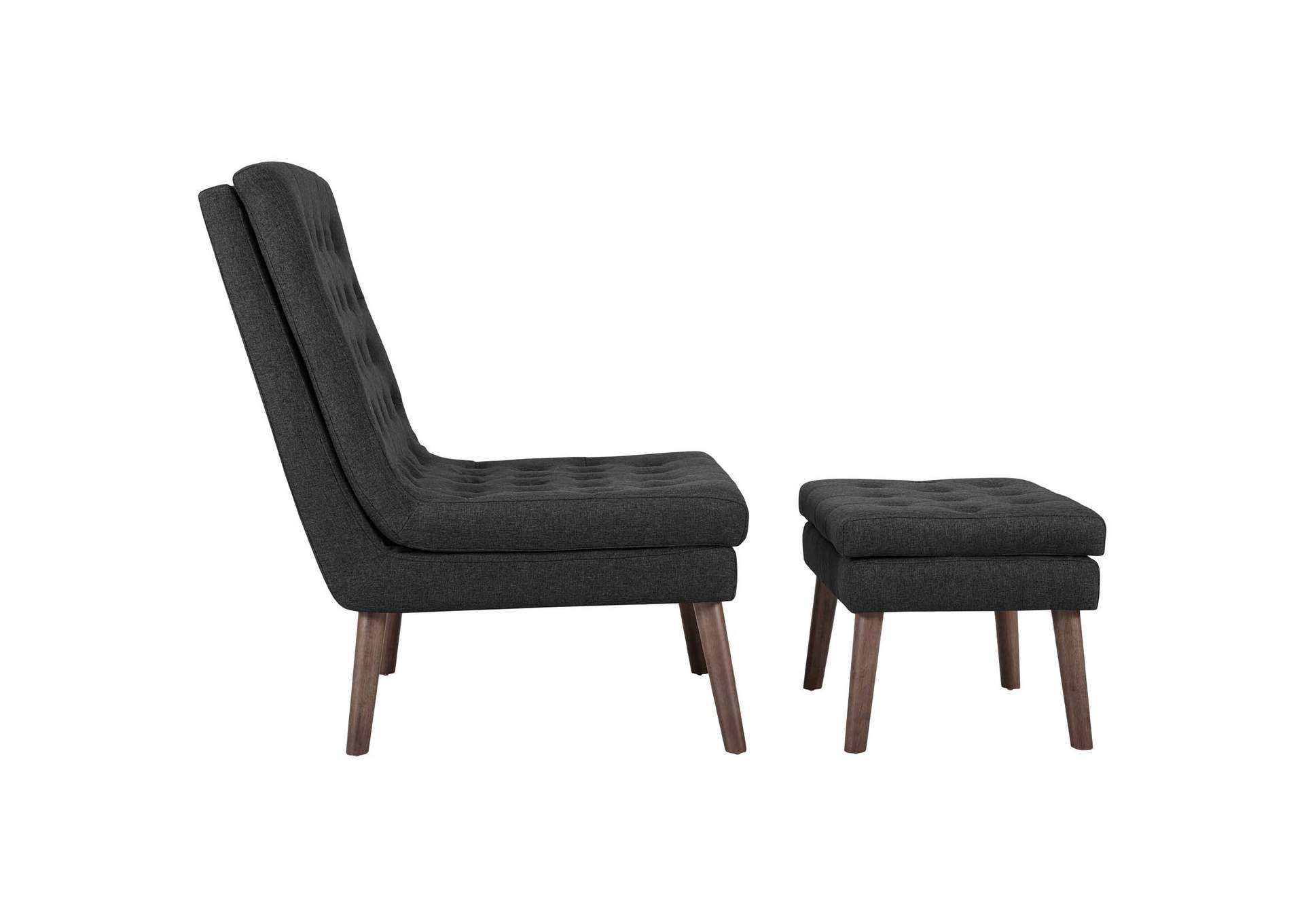 Gray Modify Upholstered Lounge Chair and Ottoman,Modway