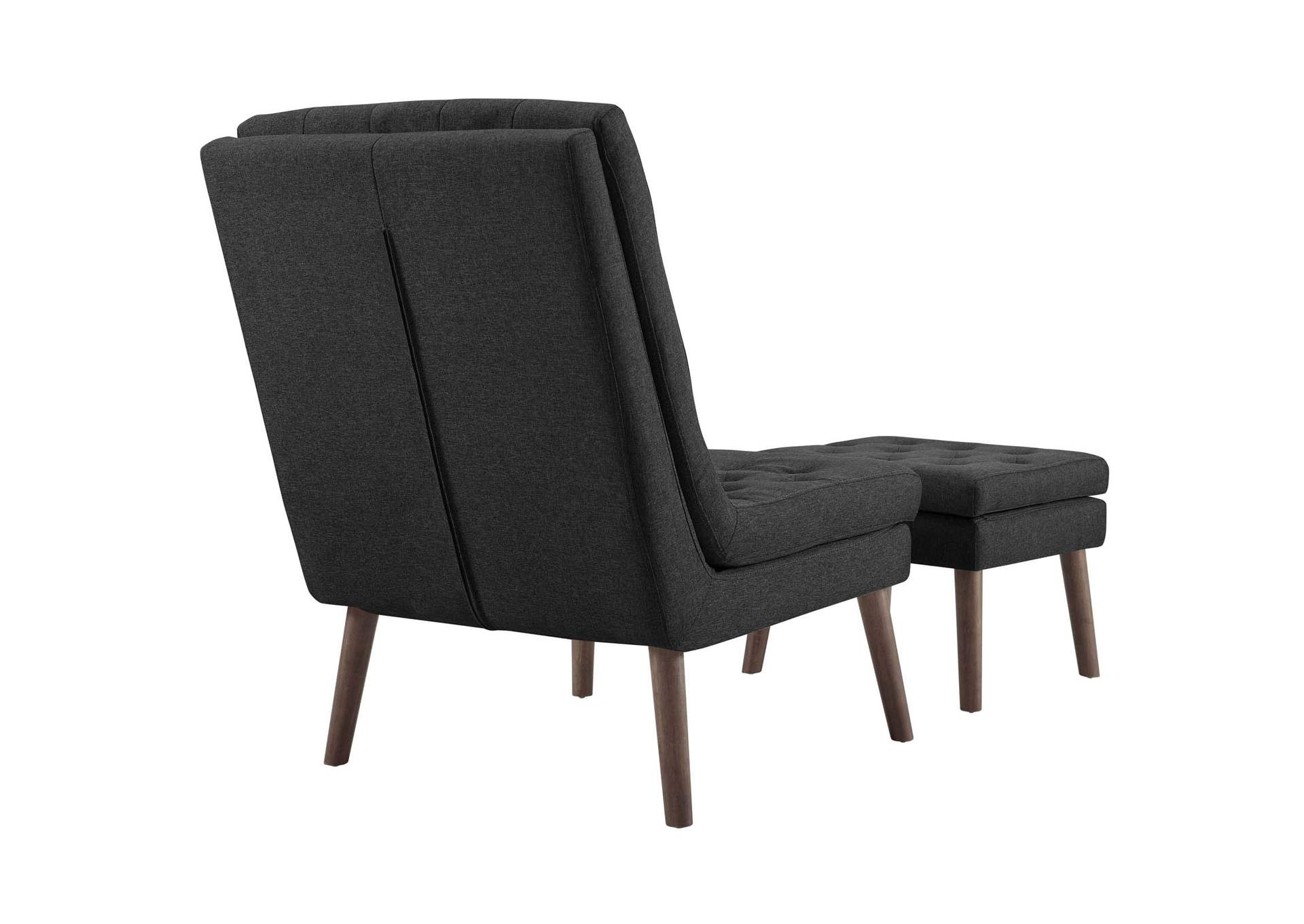 Gray Modify Upholstered Lounge Chair and Ottoman,Modway