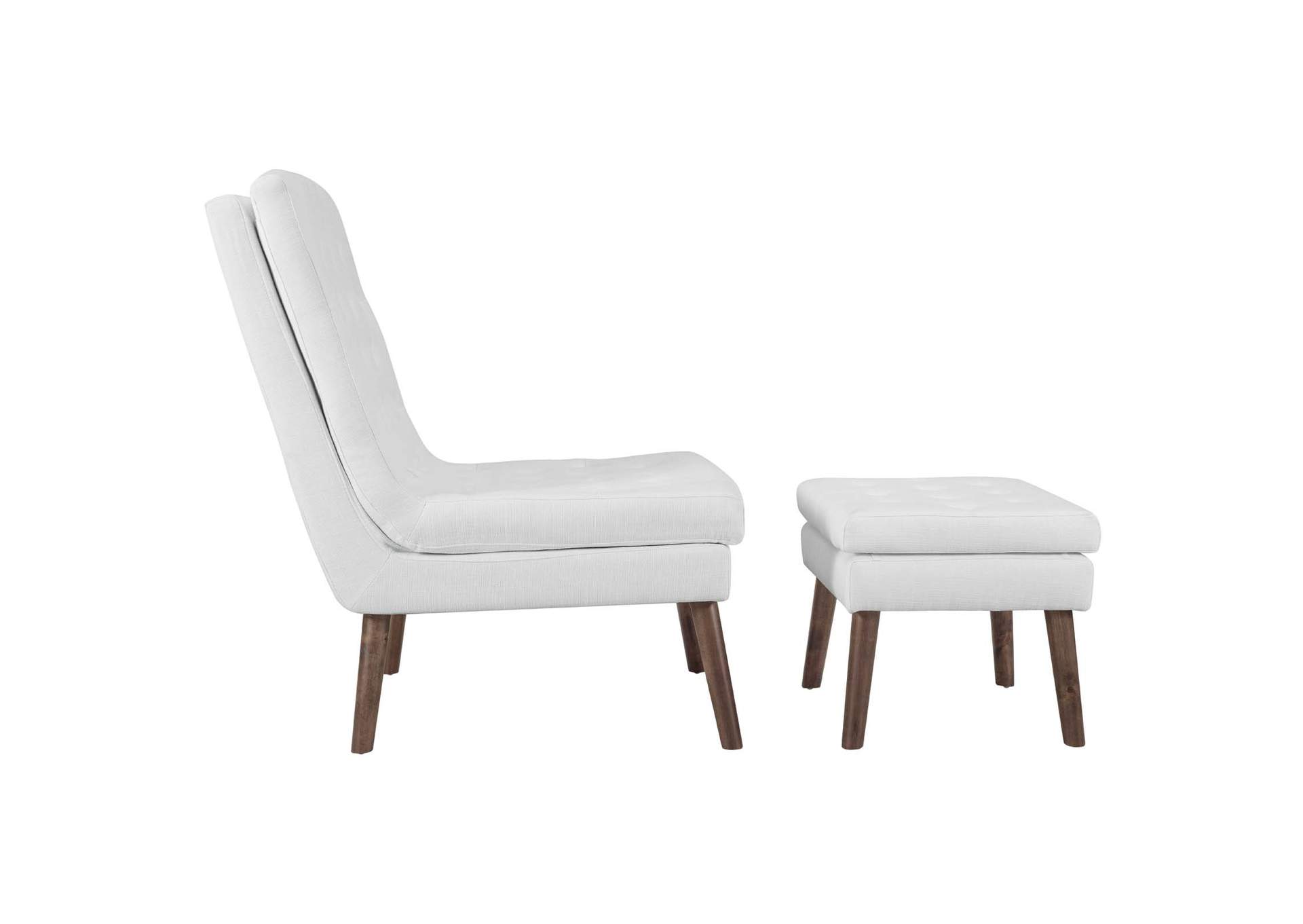 White Modify Upholstered Lounge Chair and Ottoman,Modway
